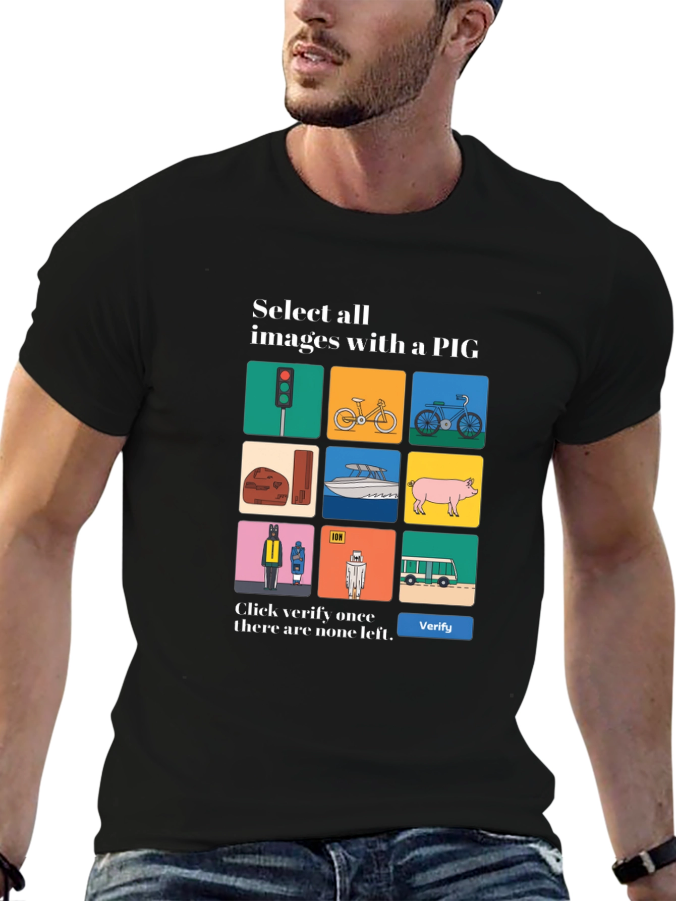 Captcha Pig T-Shirt - Novelty Graphic Tee