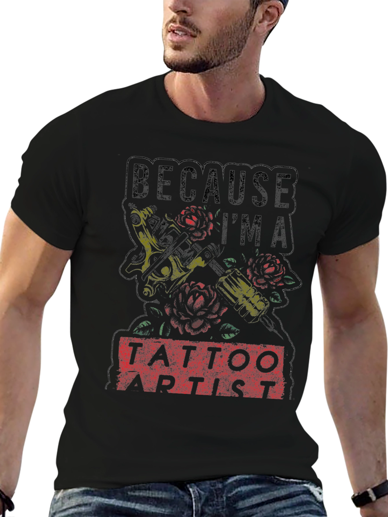 Tattoo Artist Graphic Tee - Black Cotton Shirt