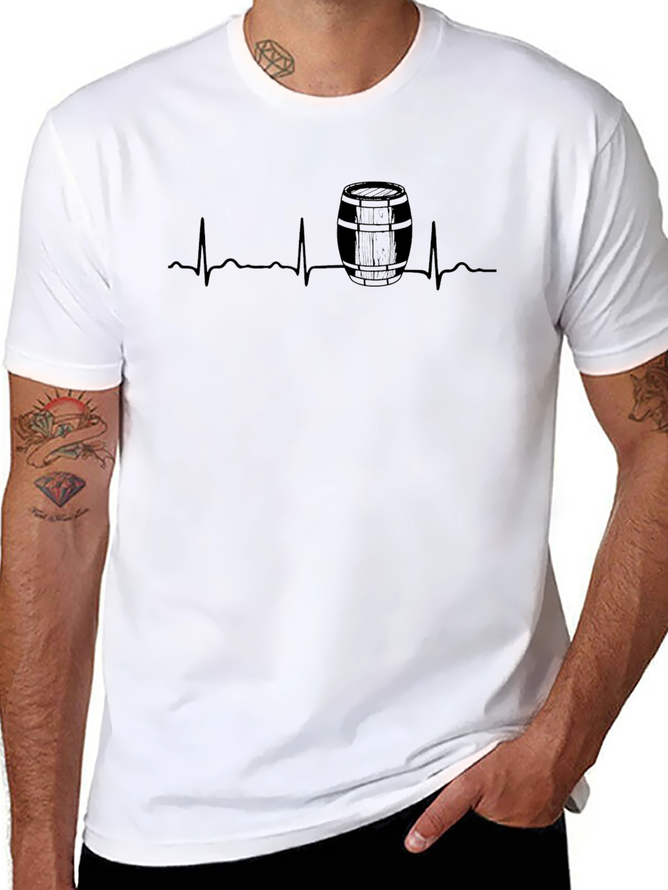 Barrel Heartbeat Graphic Tee - Stylish Black T-Shirt