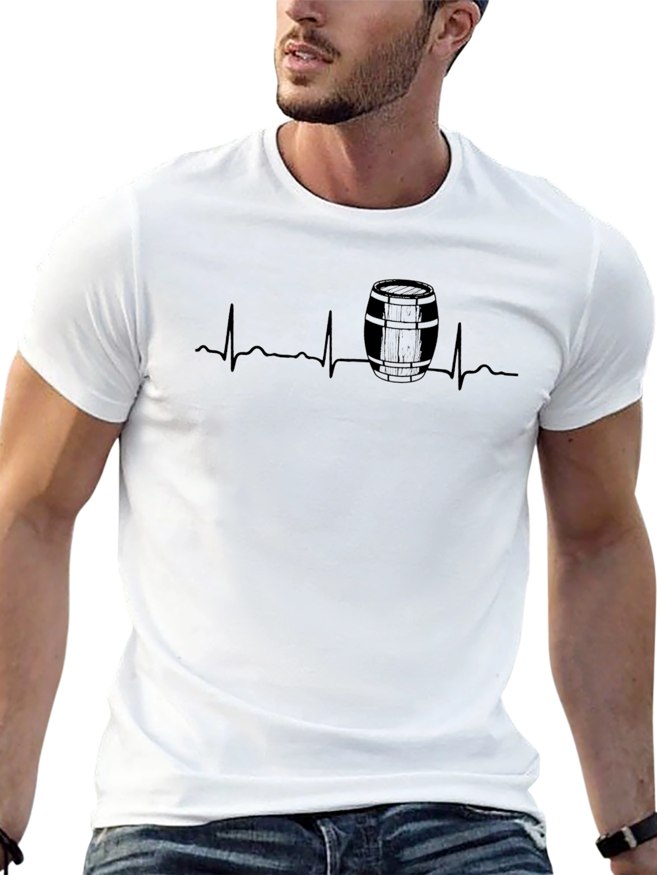 Barrel Heartbeat Graphic Tee - Stylish Black T-Shirt