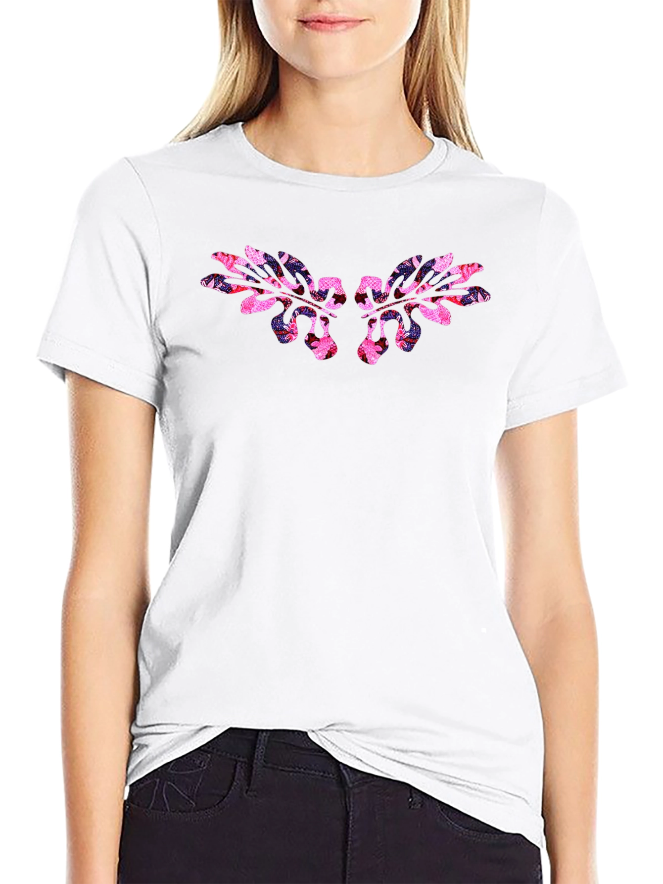 Floral Wing Graphic Black T-Shirt