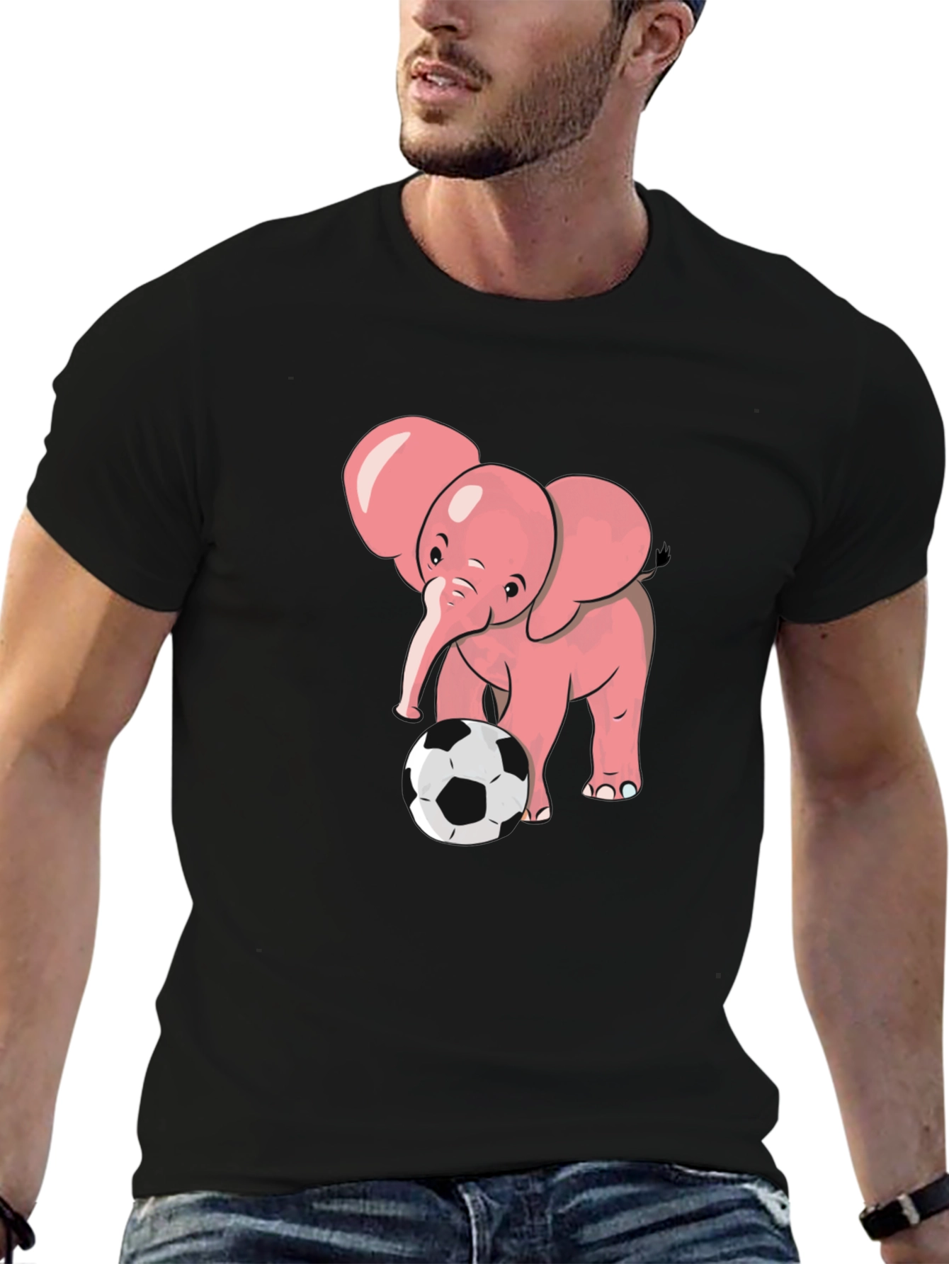Cute Elephant Soccer T-Shirt - Black