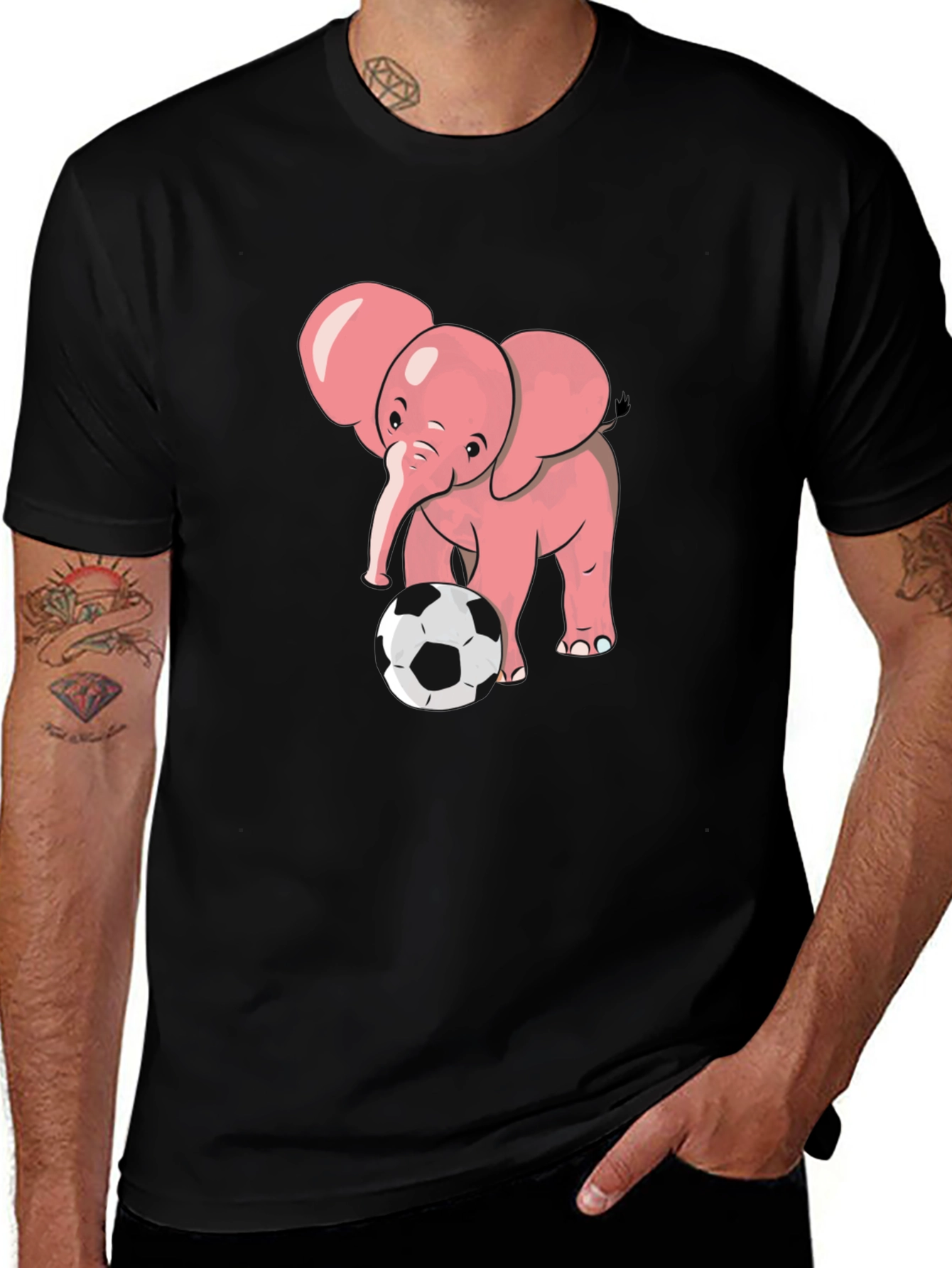 Cute Elephant Soccer T-Shirt - Black