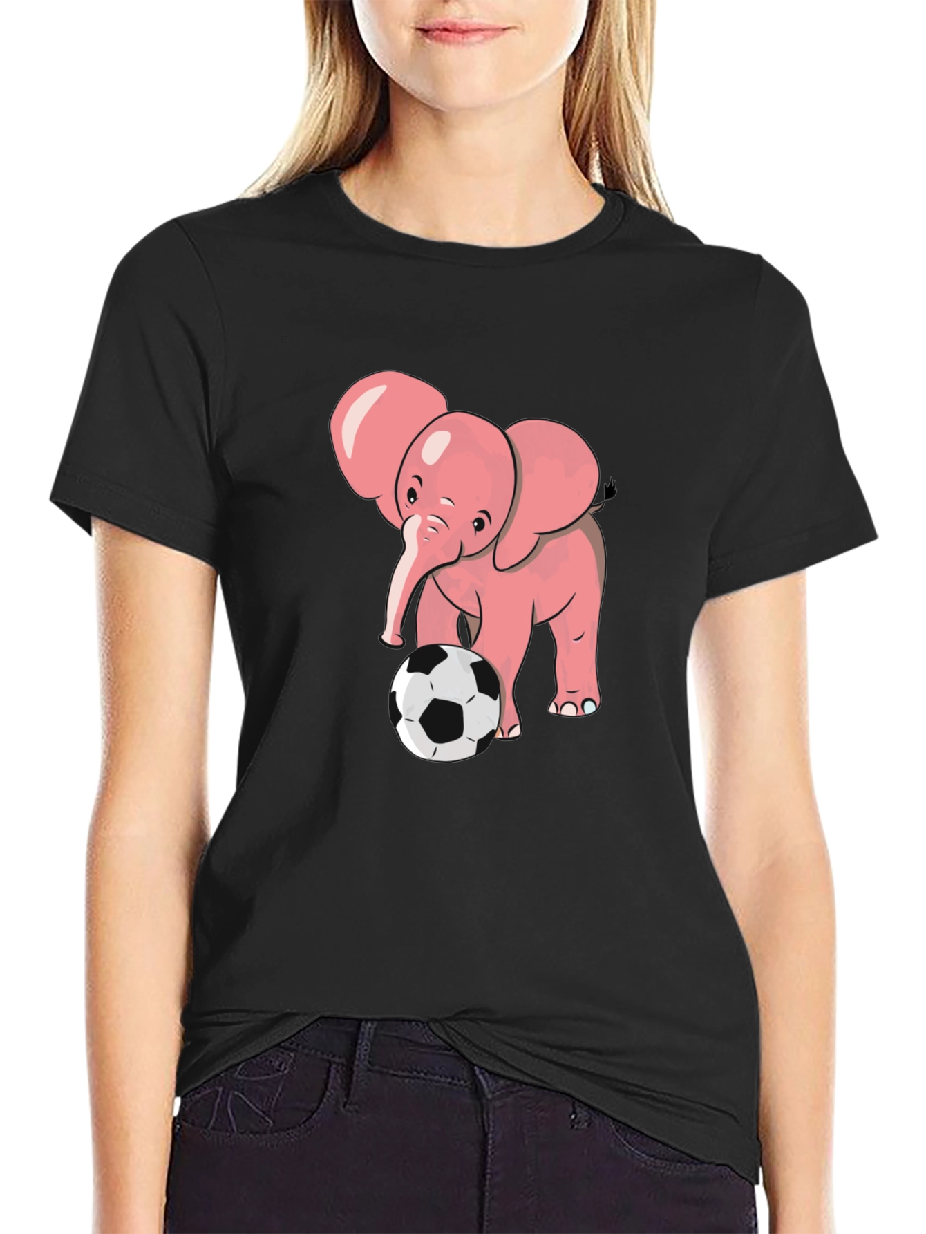 Cute Elephant Soccer T-Shirt - Black