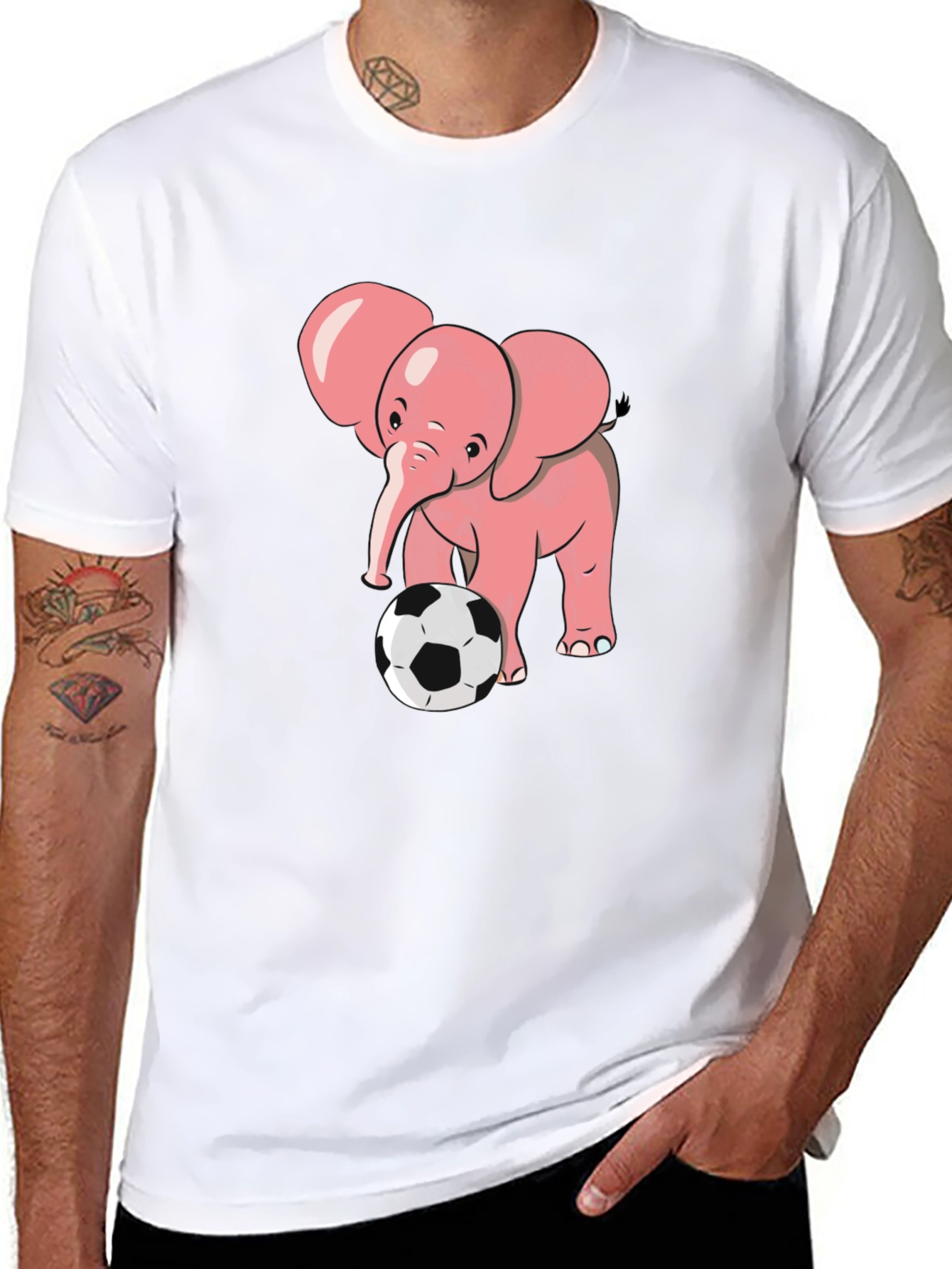 Cute Elephant Soccer T-Shirt - Black