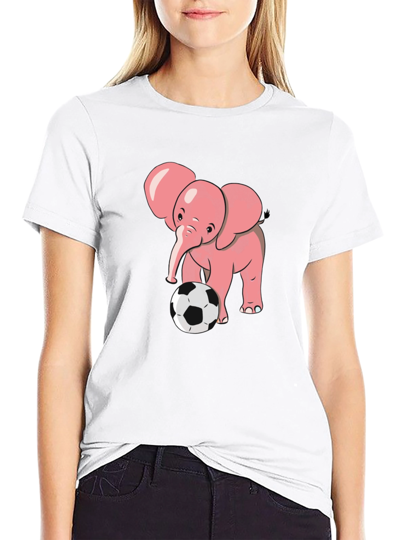 Cute Elephant Soccer T-Shirt - Black