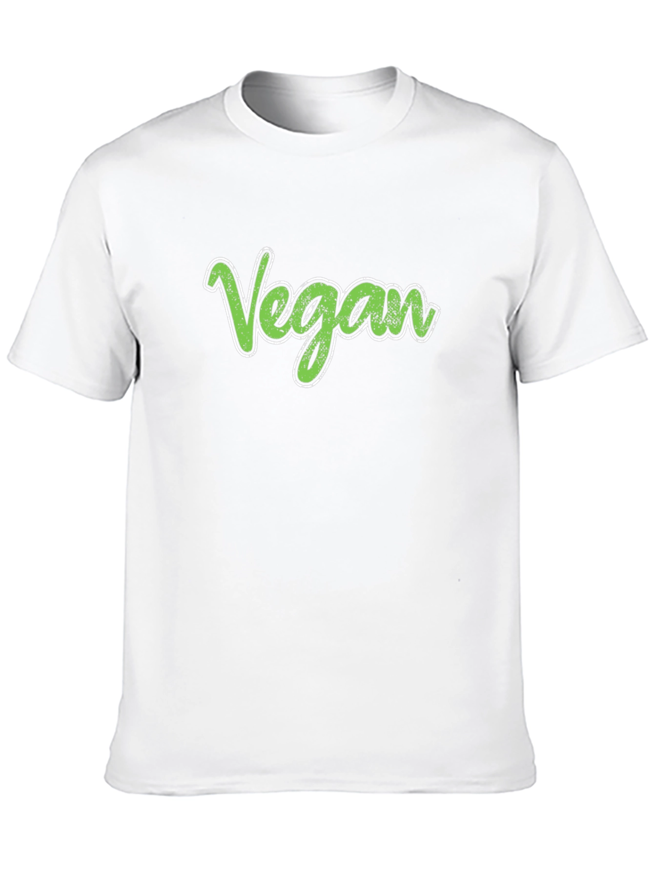 Vegan T-Shirt - Green Script - Casual Black Tee