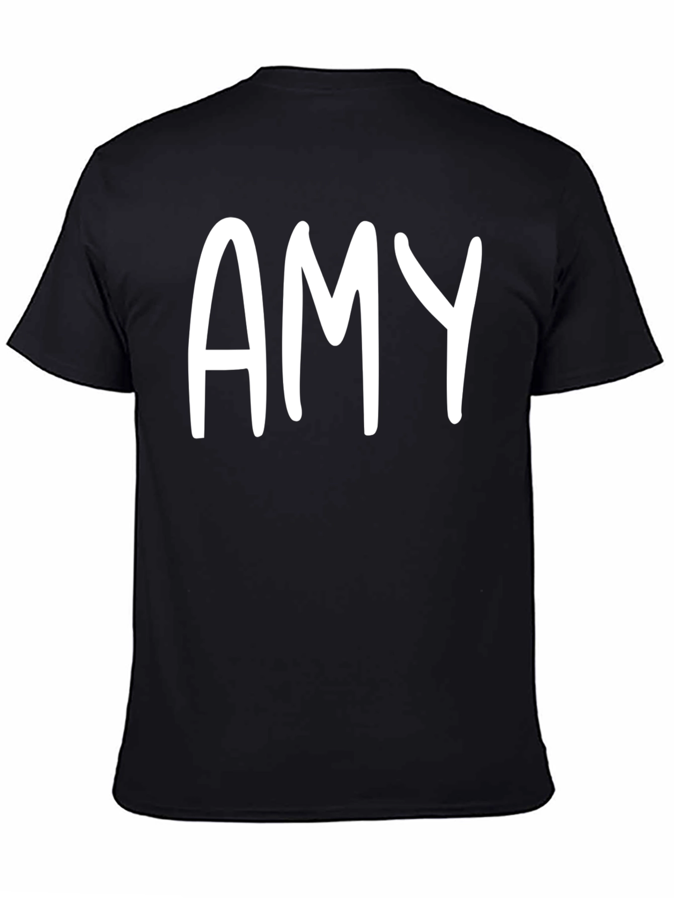 Personalized Amy White Letter Print Black Unisex T-Shirt