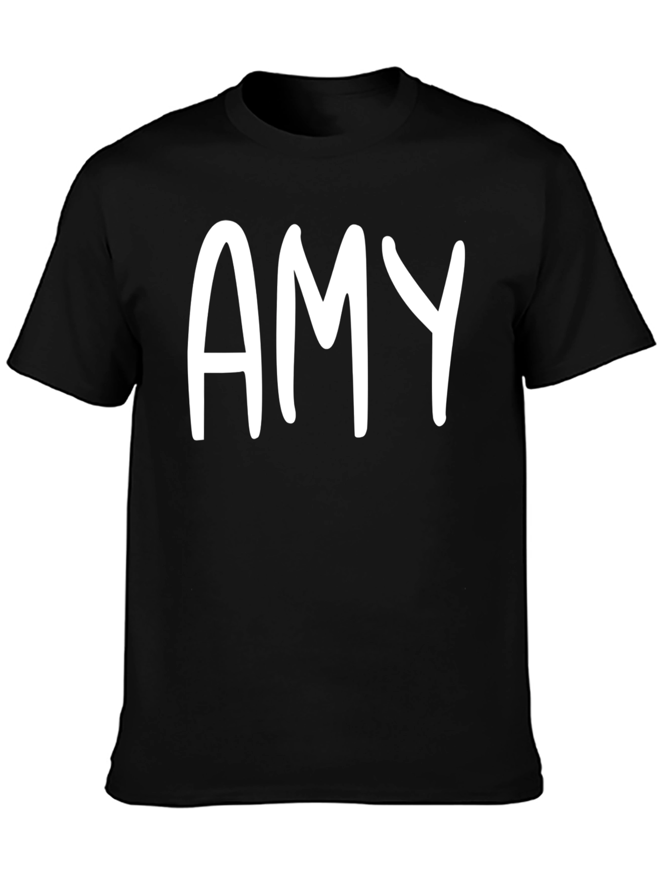 Personalized Amy White Letter Print Black Unisex T-Shirt