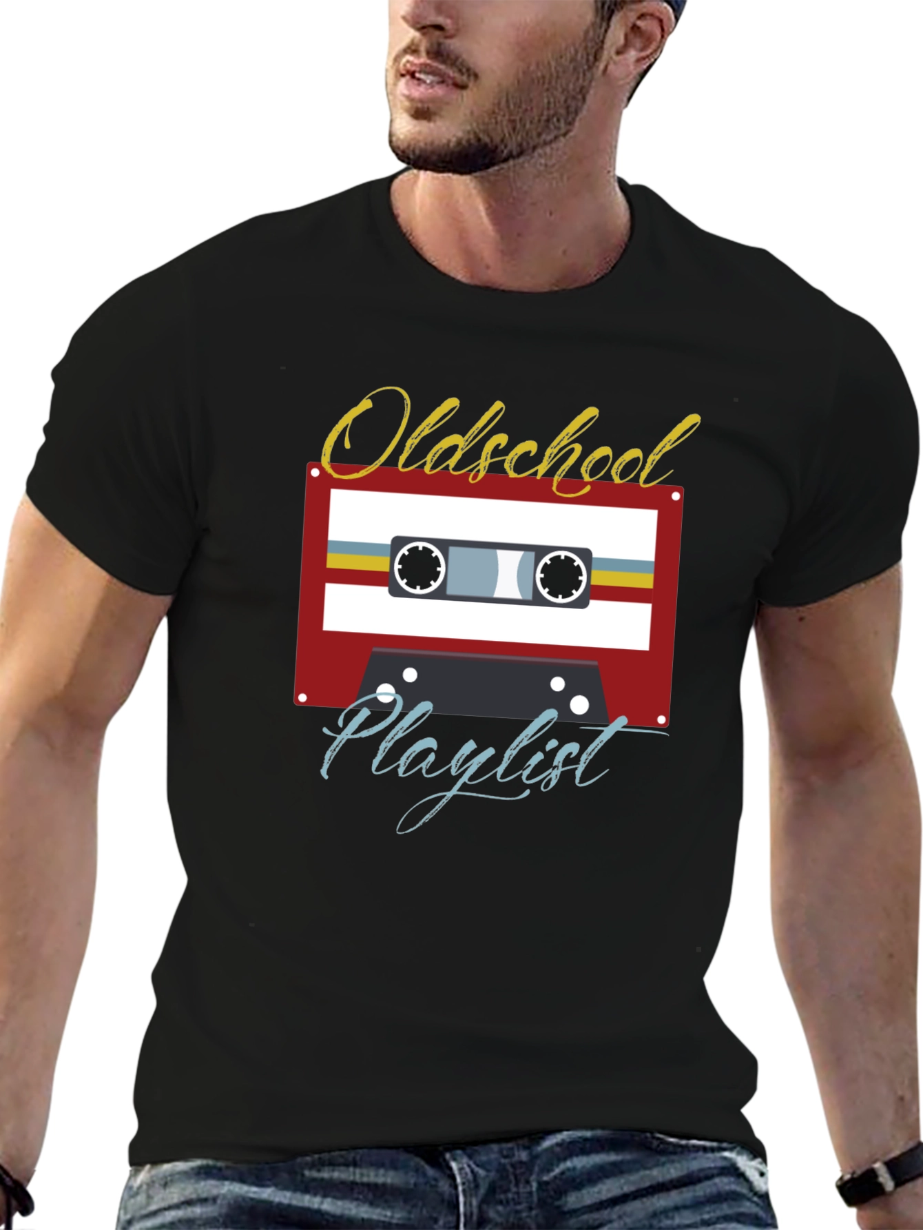 Oldschool Playlist T-Shirt - Retro Cassette Design