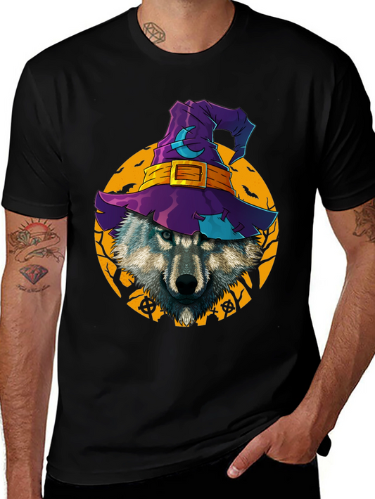 Halloween Wolf Witch Hat T-Shirt