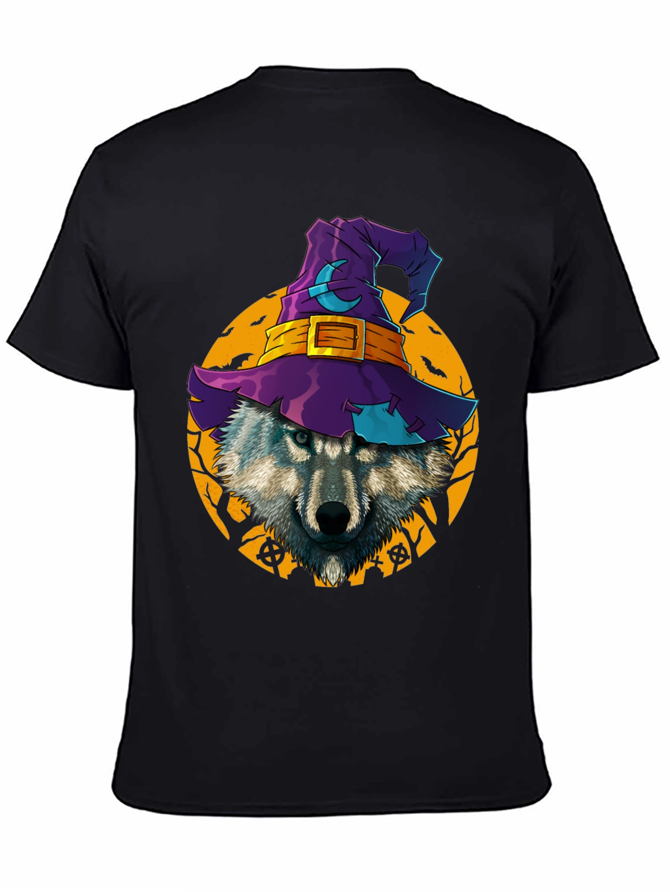 Halloween Wolf Witch Hat T-Shirt