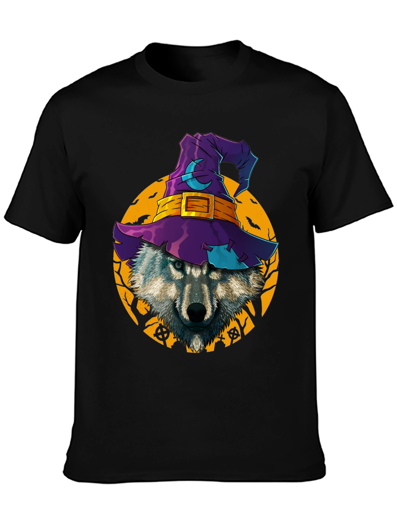 Halloween Wolf Witch Hat T-Shirt