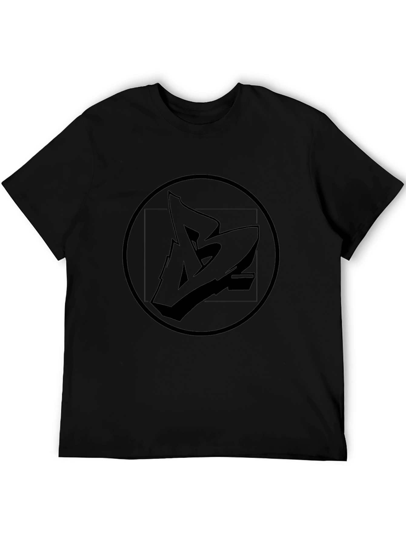 Black Graphic Tee - Abstract Logo Design