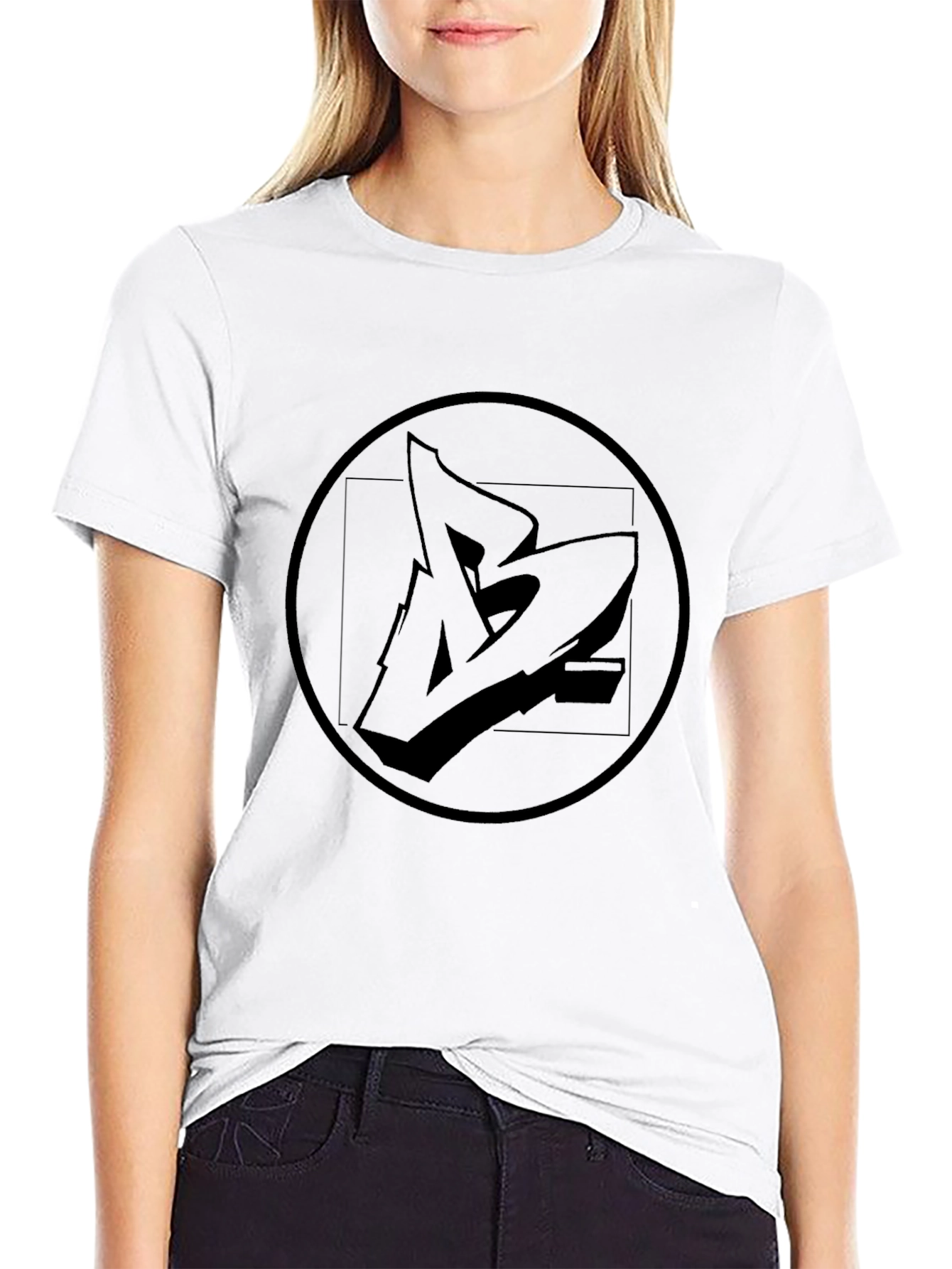 Black Graphic Tee - Abstract Logo Design