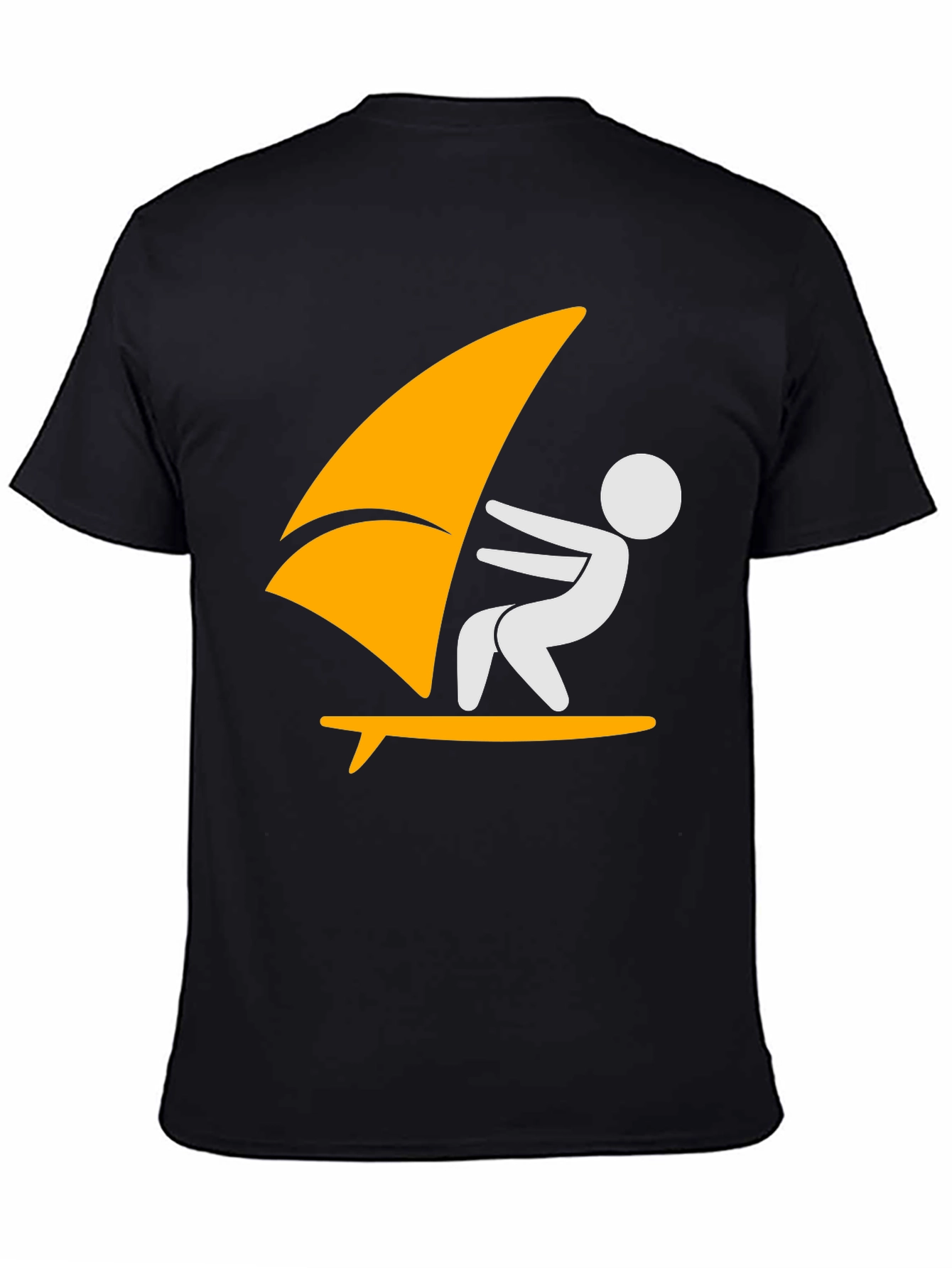 Windsurfing Graphic Tee - Black Cotton T-Shirt
