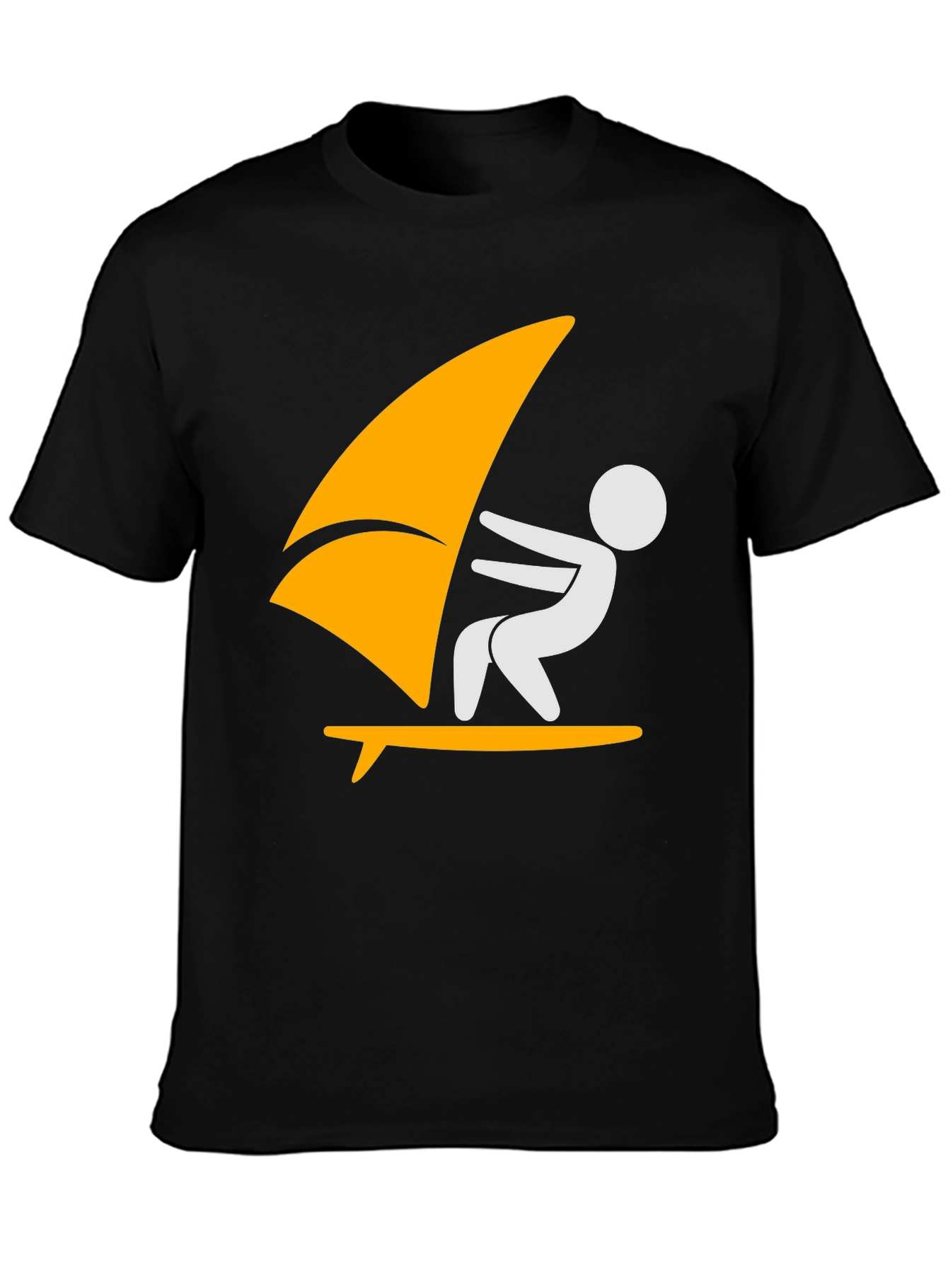 Windsurfing Graphic Tee - Black Cotton T-Shirt