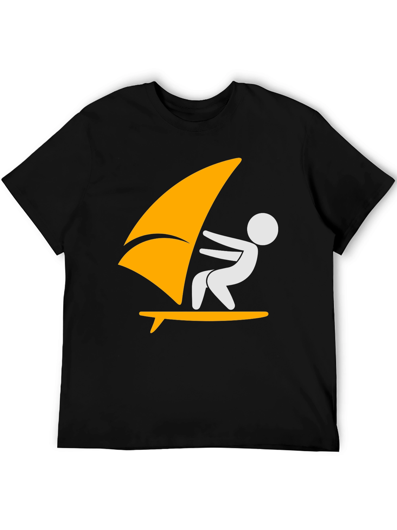 Windsurfing Graphic Tee - Black Cotton T-Shirt