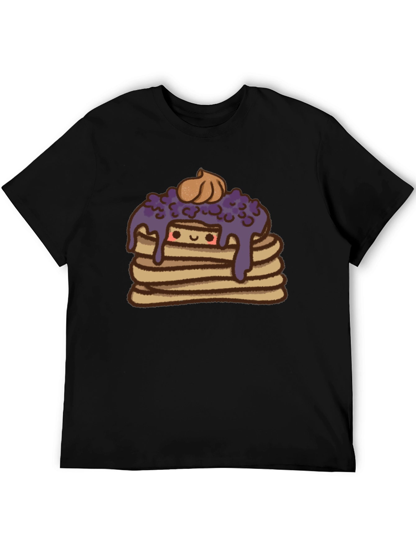 Cute Pancake Stack Graphic Tee - Unisex Black T-Shirt
