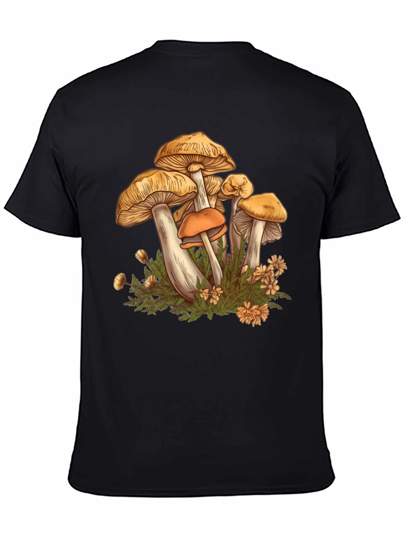 Mushroom Print Black Graphic Tee