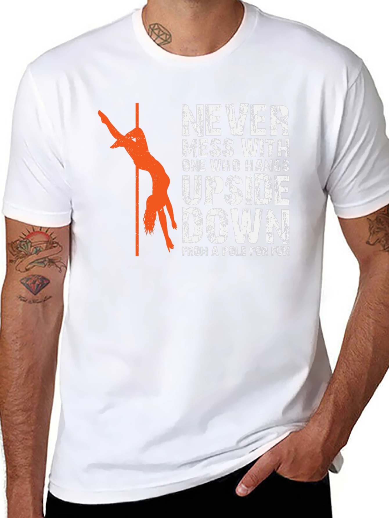 Never Mess Upside Down Pole Dancing Graphic T-Shirt