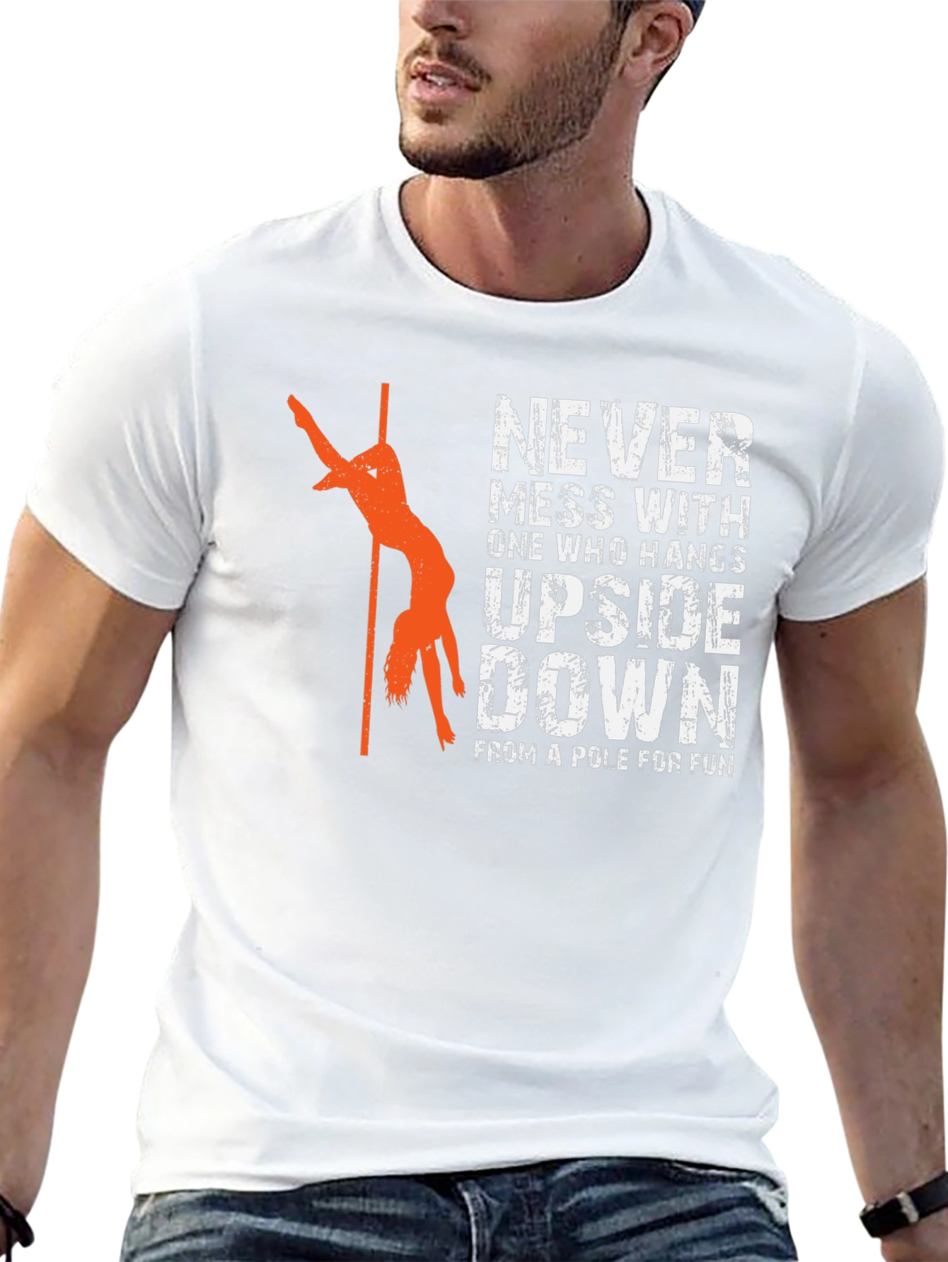 Never Mess Upside Down Pole Dancing Graphic T-Shirt