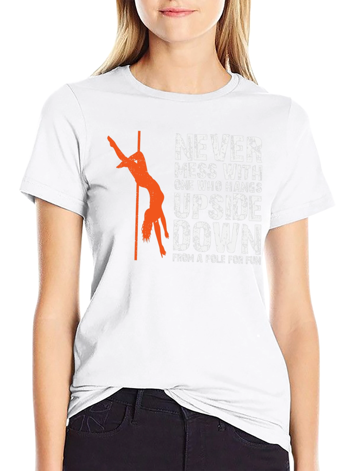 Never Mess Upside Down Pole Dancing Graphic T-Shirt