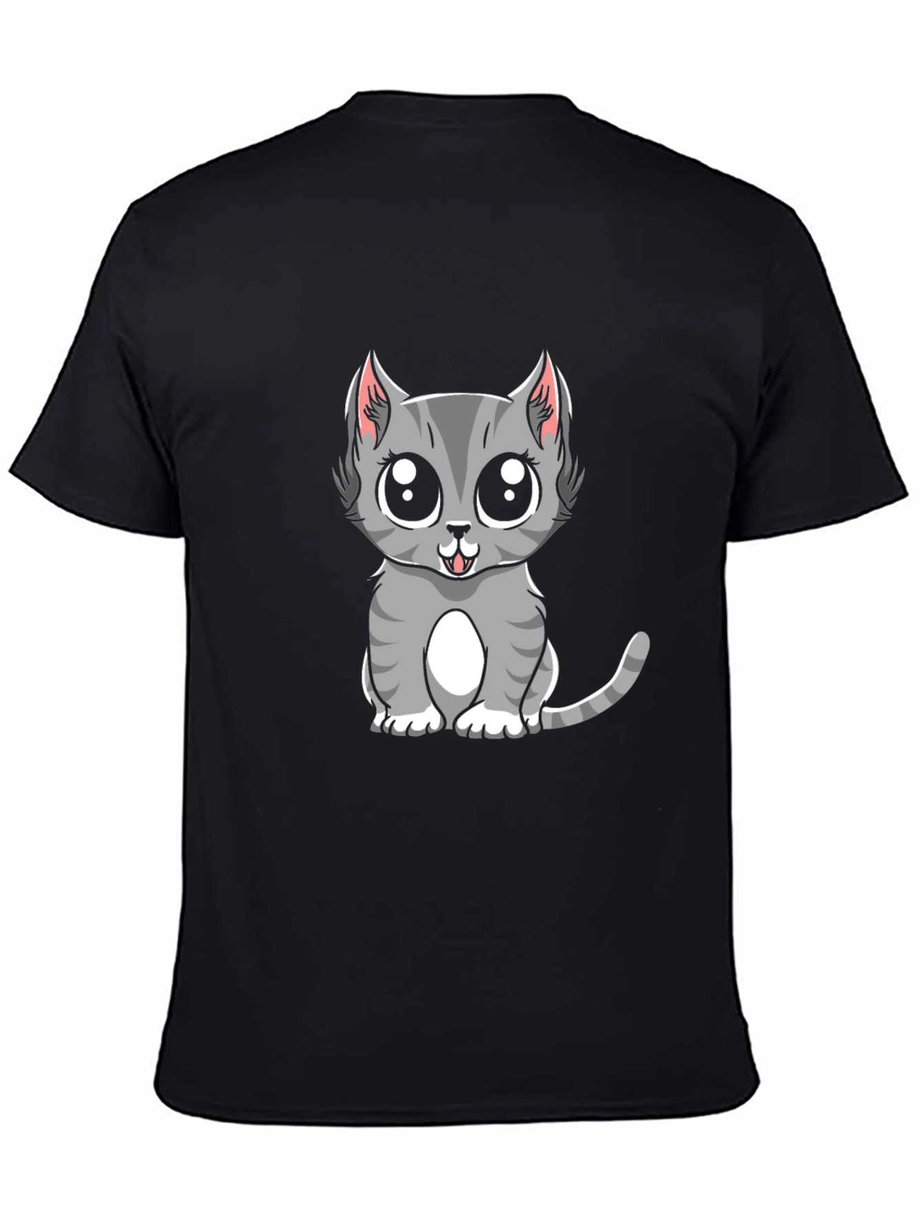 Cute Gray Cat Cartoon Graphic T-Shirt