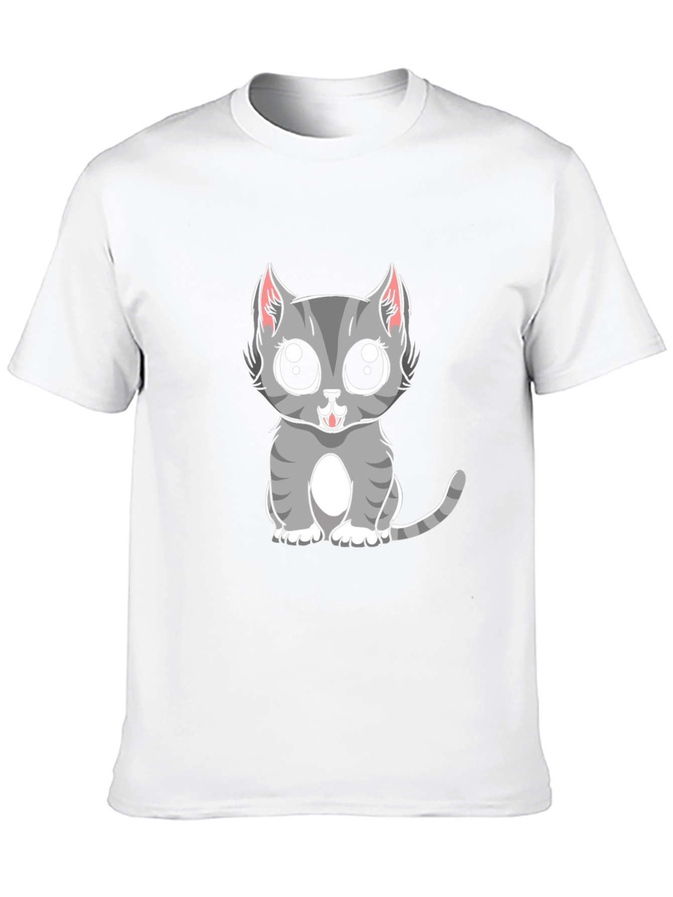 Cute Gray Cat Cartoon Graphic T-Shirt