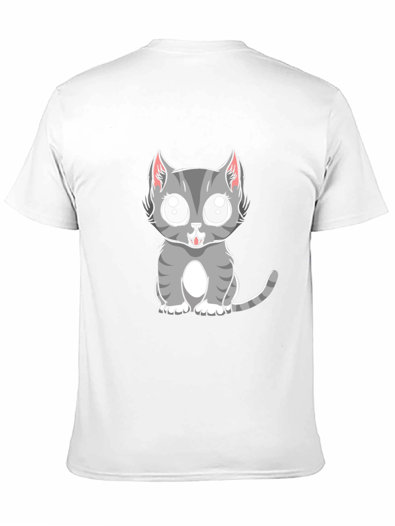 Cute Gray Cat Cartoon Graphic T-Shirt