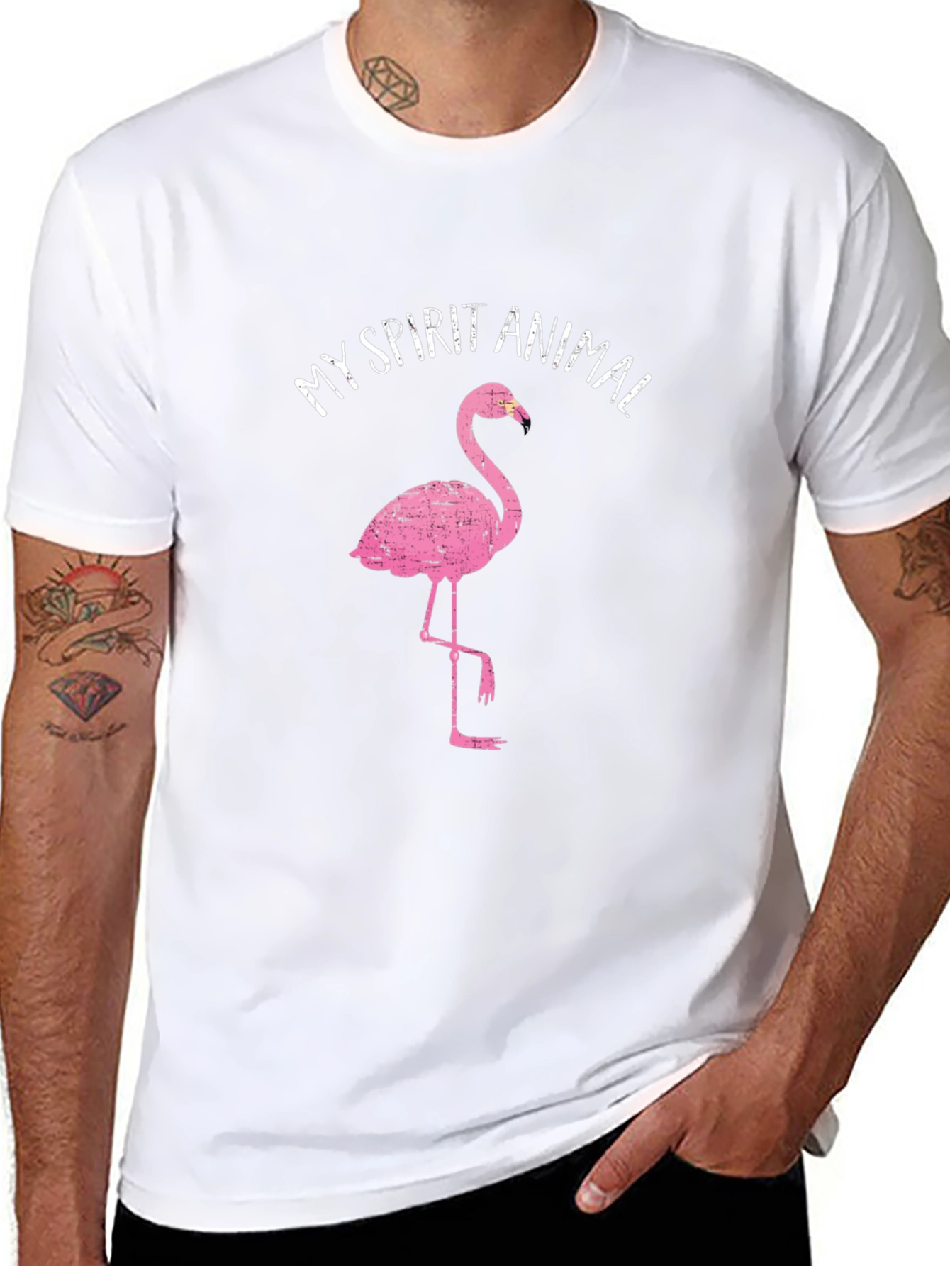 Pink Flamingo Spirit Animal Graphic T-Shirt