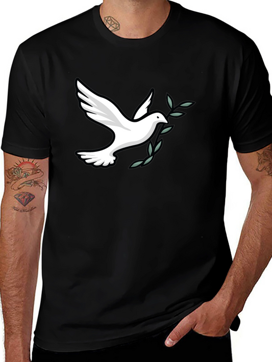 Peace Dove Graphic Tee - Soft Black Cotton Blend