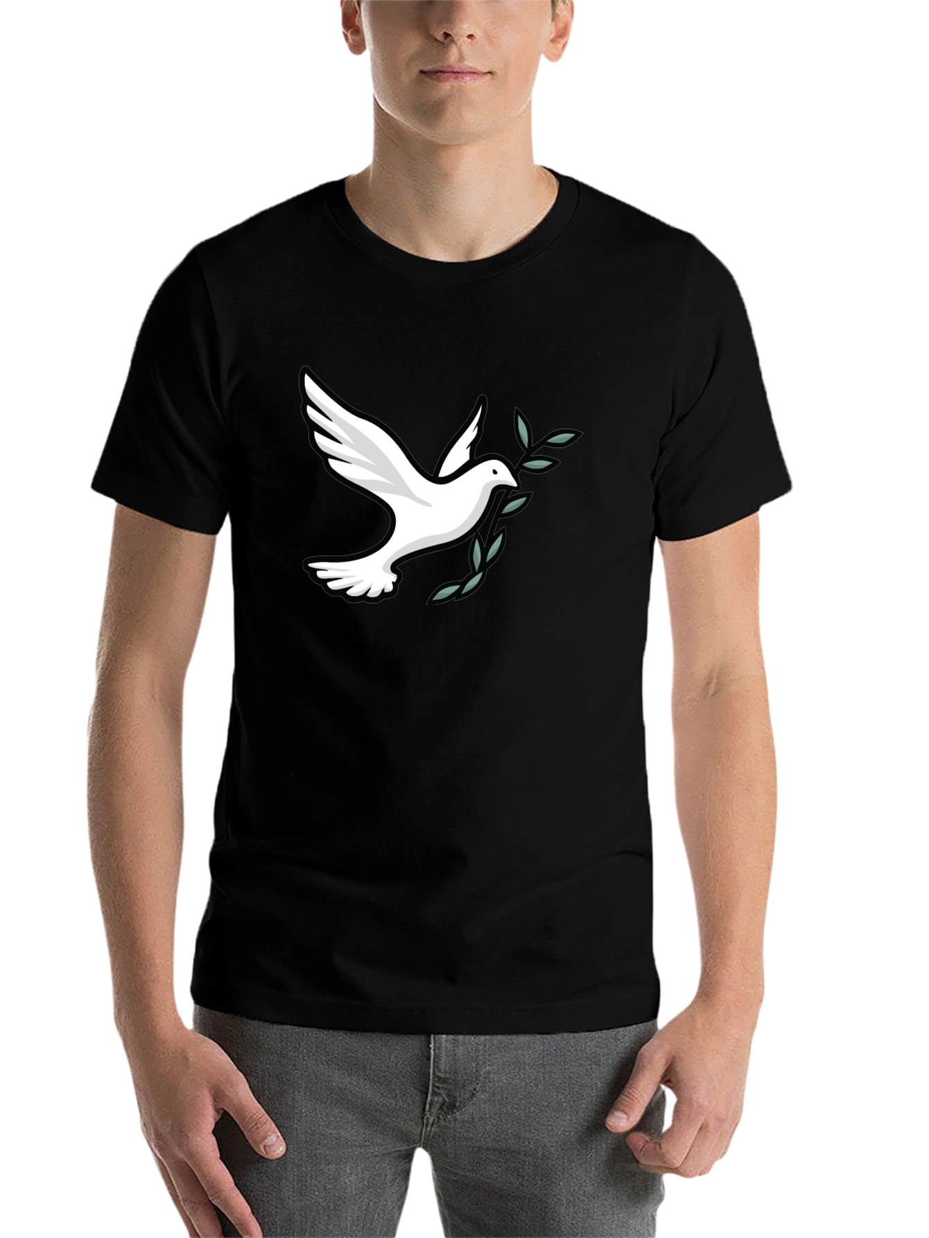 Peace Dove Graphic Tee - Soft Black Cotton Blend