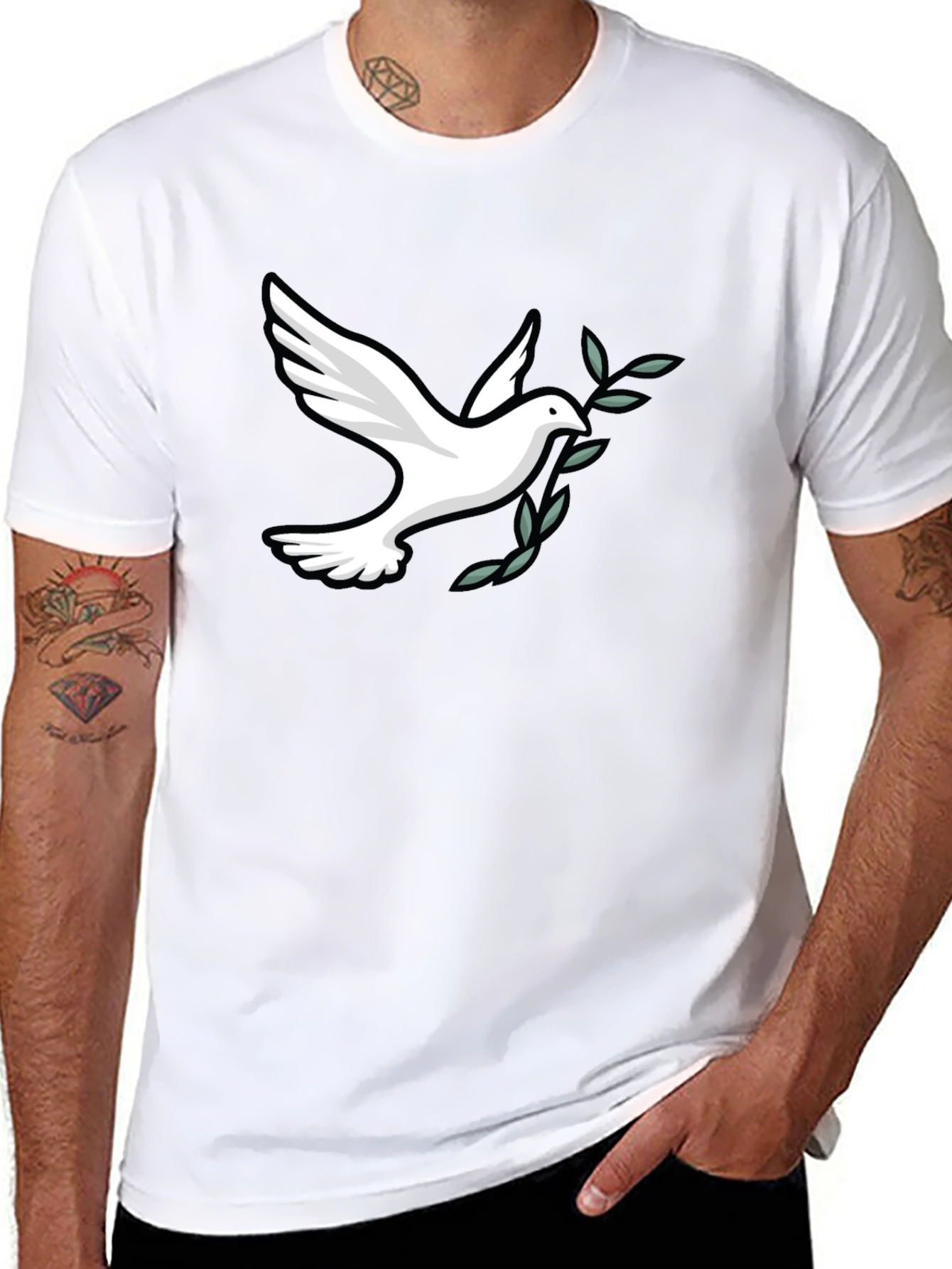 Peace Dove Graphic Tee - Soft Black Cotton Blend