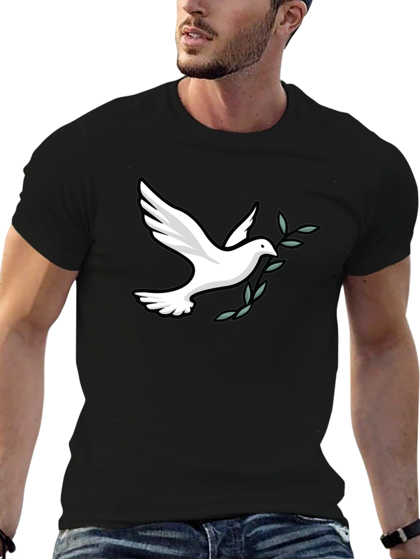Peace Dove Graphic Tee - Soft Black Cotton Blend
