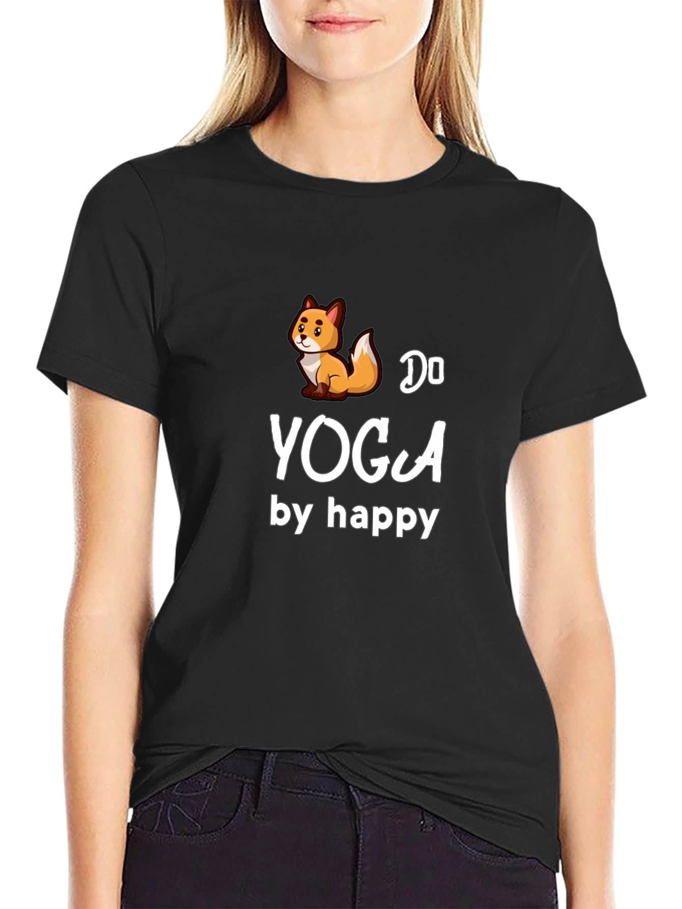 Do Yoga by Happy Fox Black T-Shirt