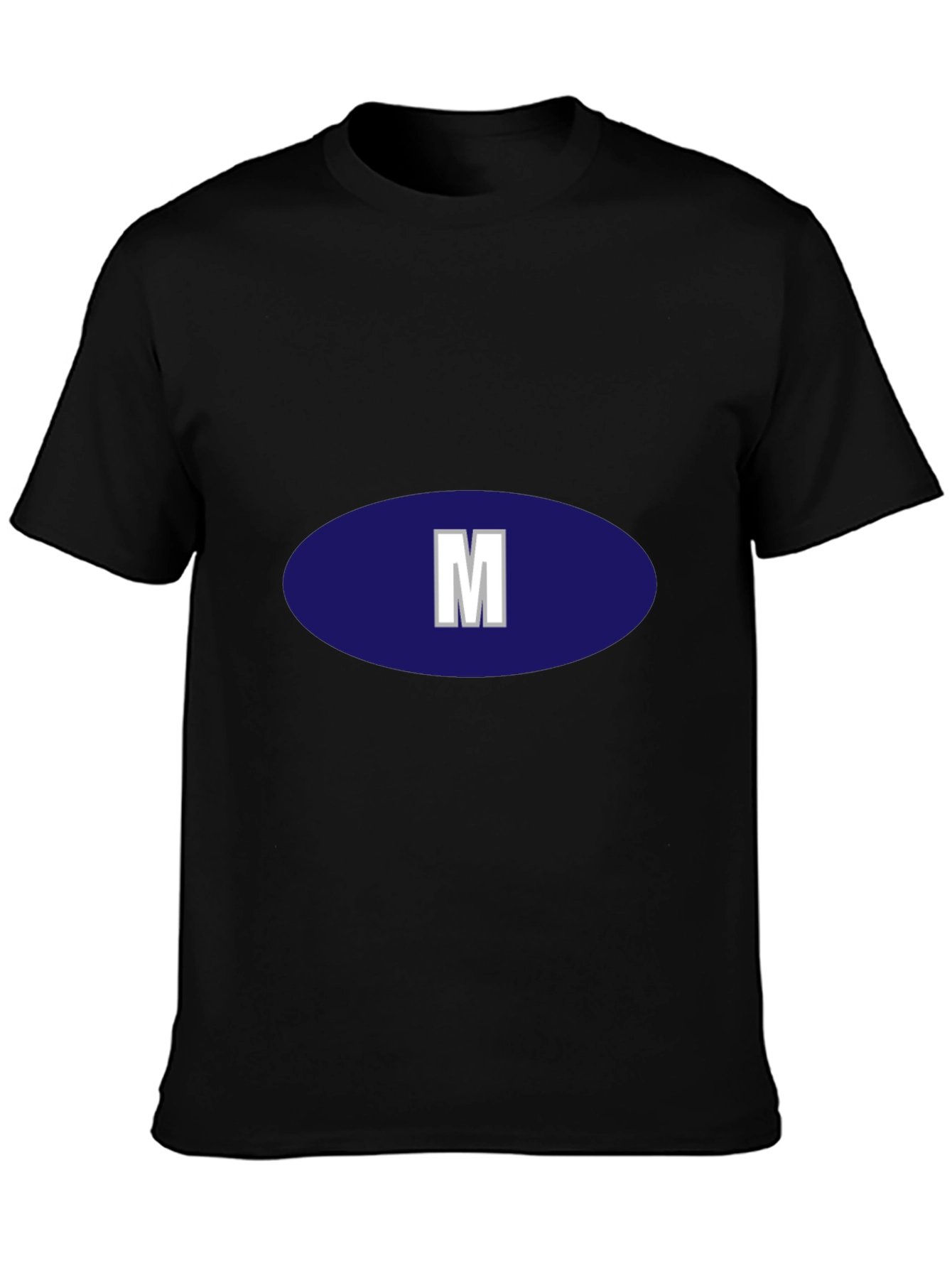 Mens Black T-Shirt with Initial M Design