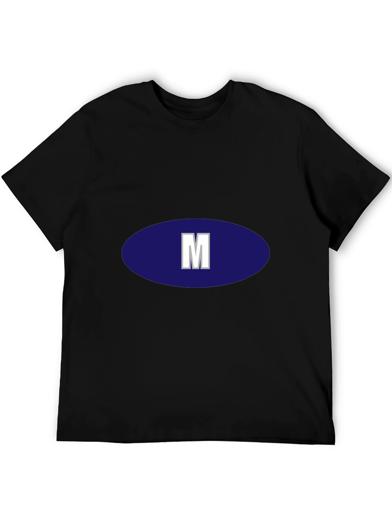 Mens Black T-Shirt with Initial M Design