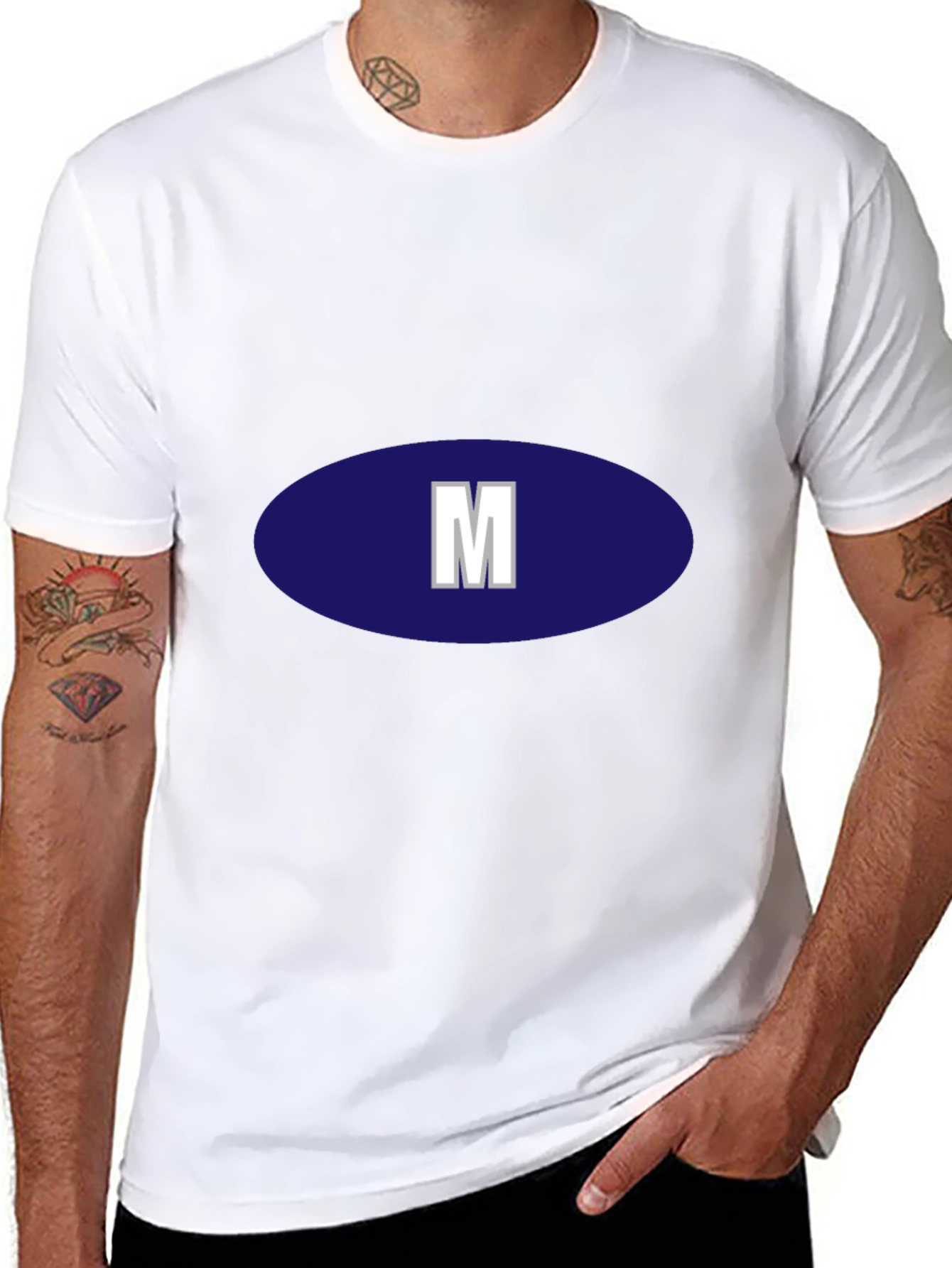 Mens Black T-Shirt with Initial M Design