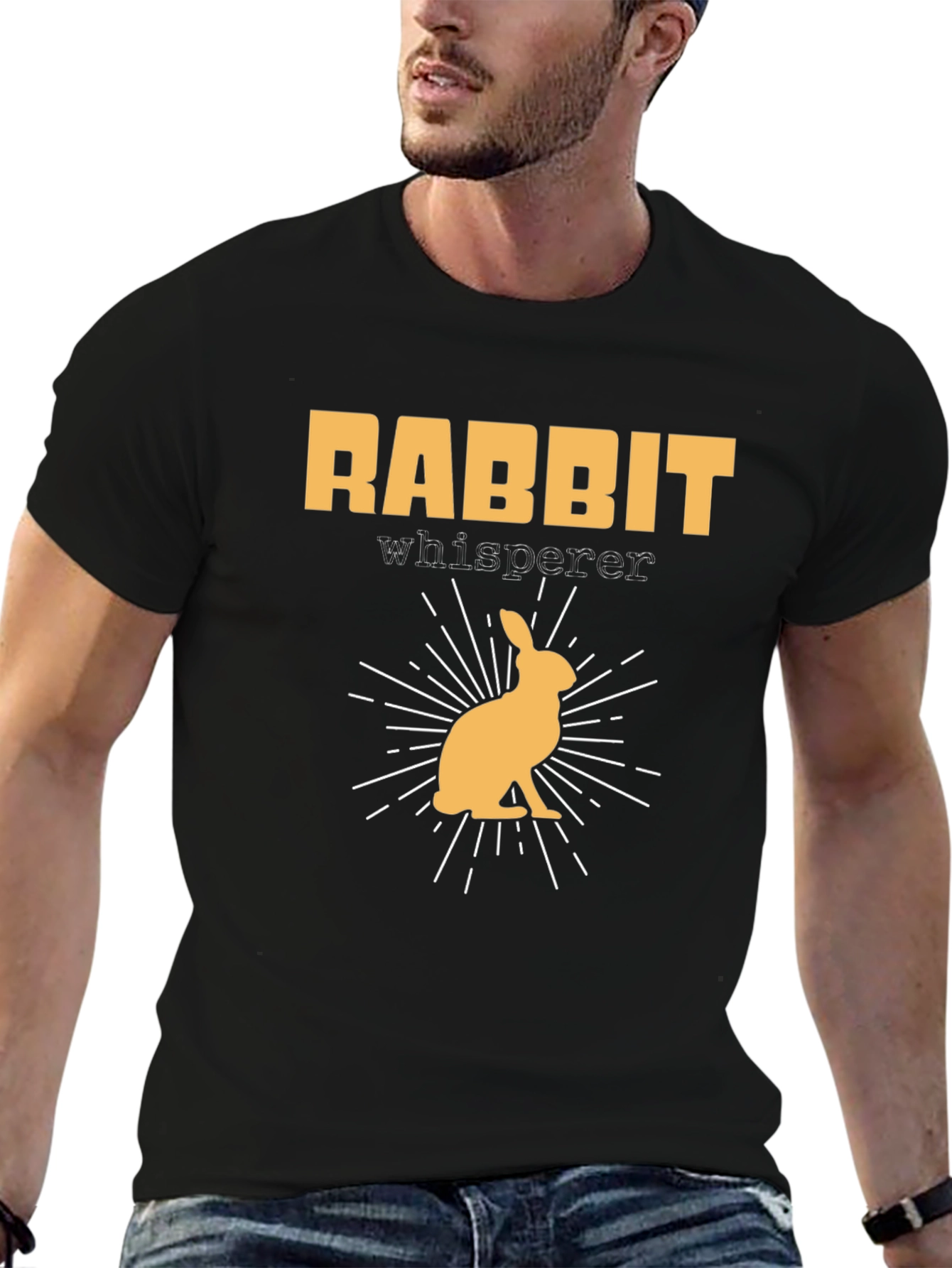 Rabbit Whisperer Graphic T-Shirt - Black Cotton Tee