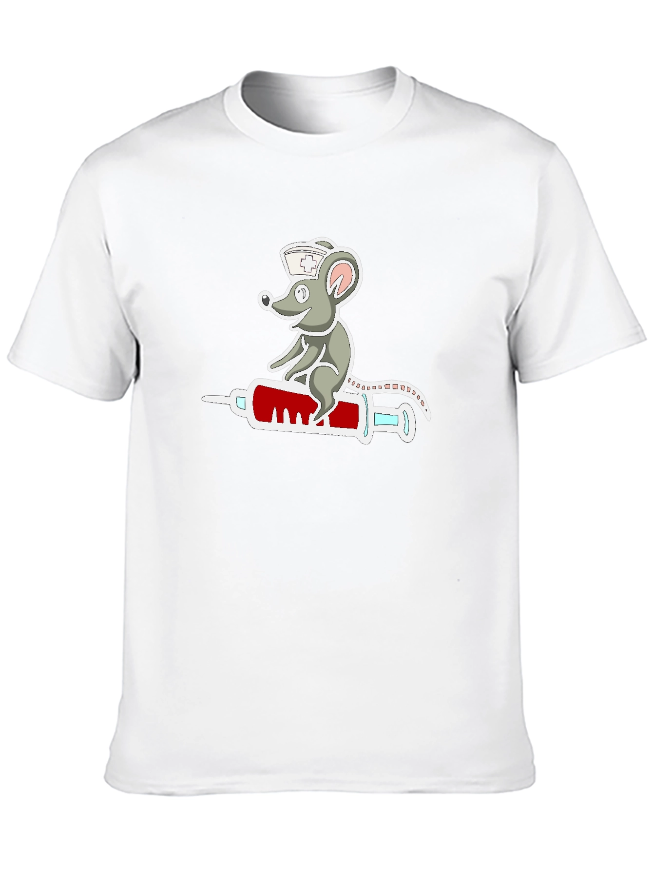 Nurse Mouse Syringe T-Shirt - Funny Cartoon Design