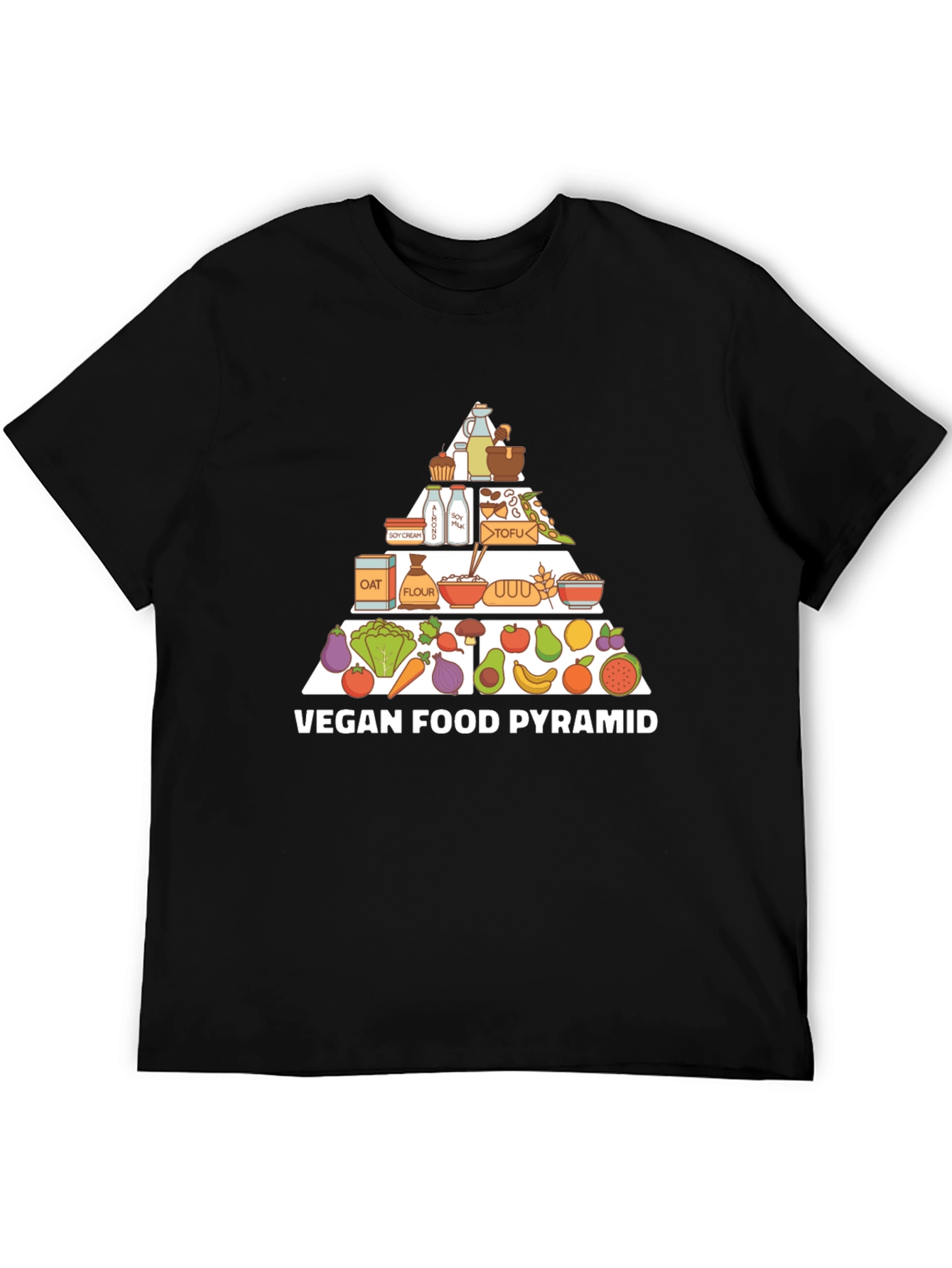 Vegan Food Pyramid T-Shirt - Black Cotton Tee