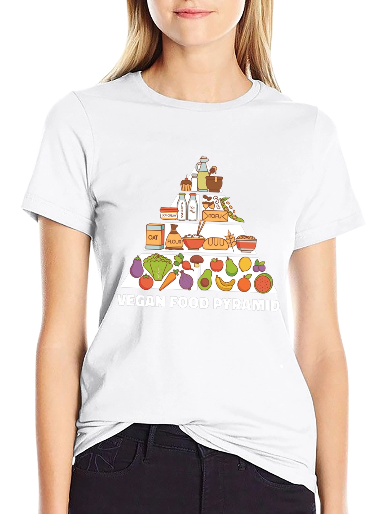 Vegan Food Pyramid T-Shirt - Black Cotton Tee