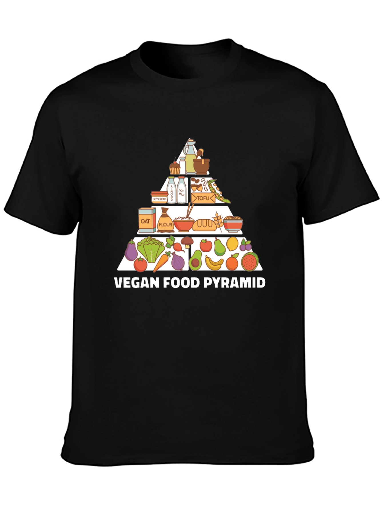 Vegan Food Pyramid T-Shirt - Black Cotton Tee