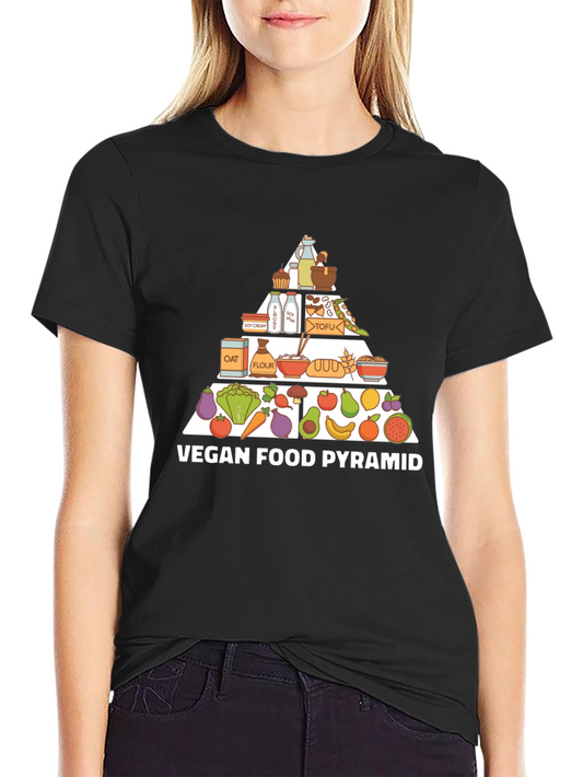 Vegan Food Pyramid T-Shirt - Black Cotton Tee