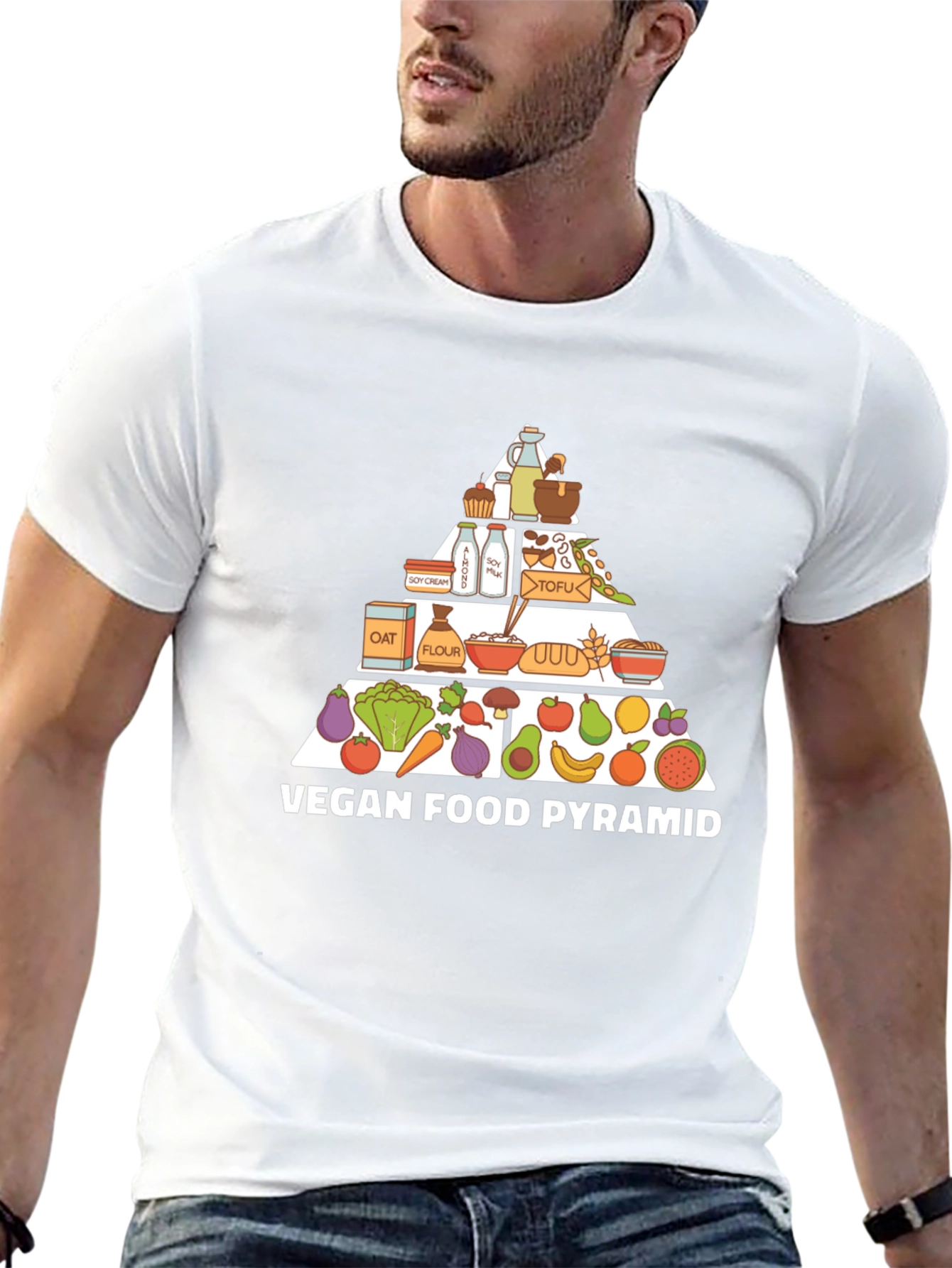 Vegan Food Pyramid T-Shirt - Black Cotton Tee