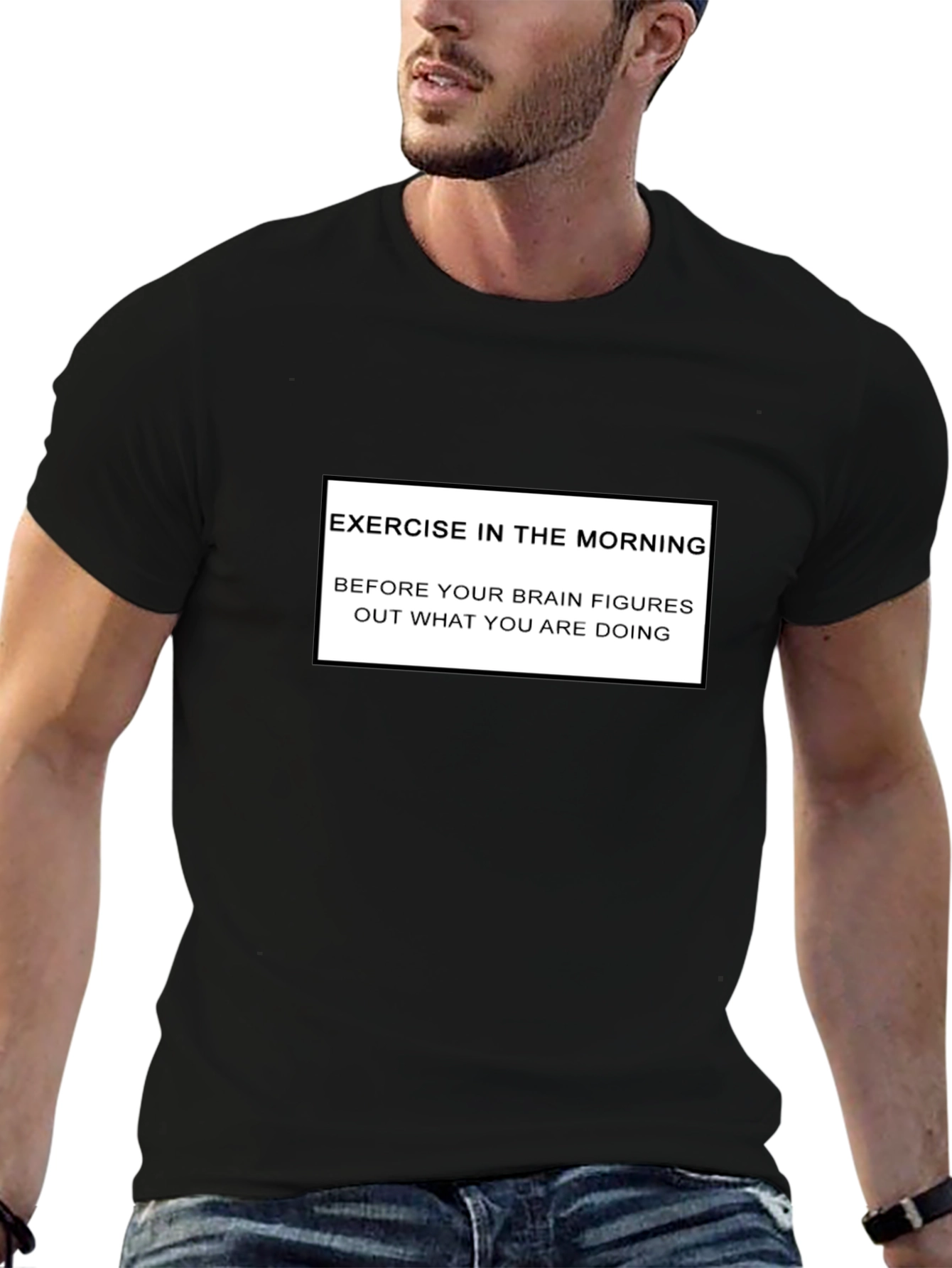 Funny Exercise Morning Black T-Shirt