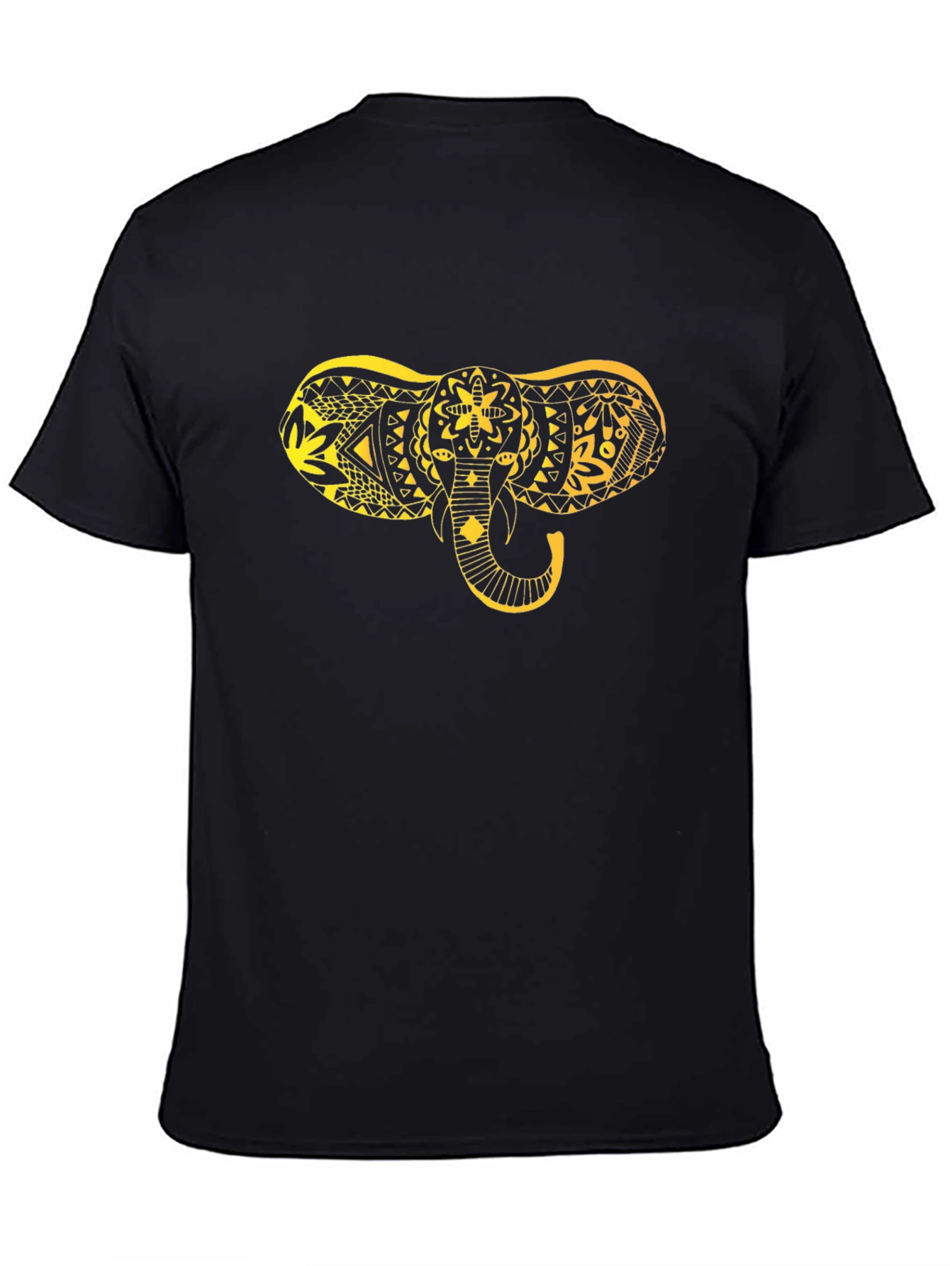 Black T-Shirt with Gold Elephant Design