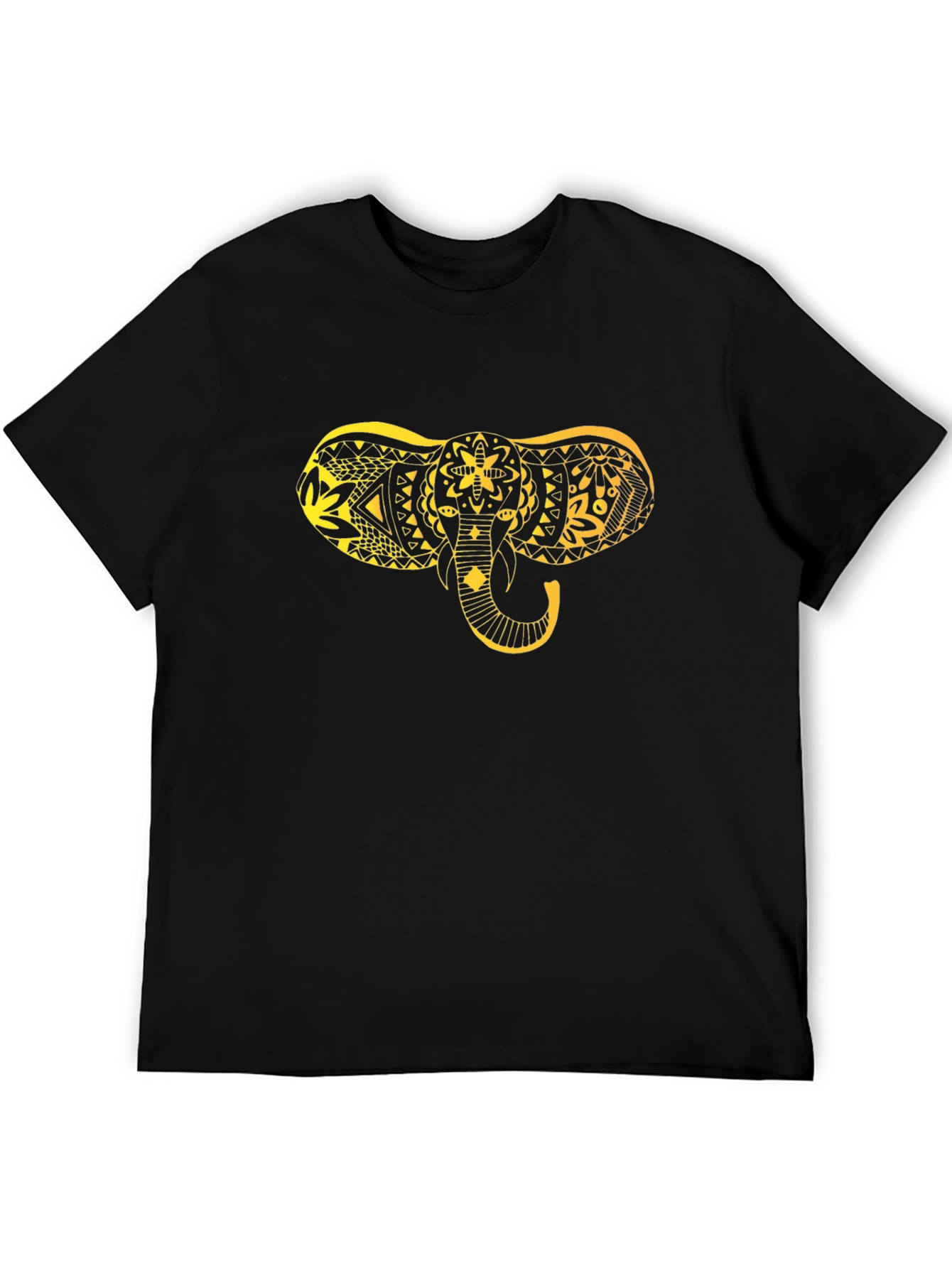 Black T-Shirt with Gold Elephant Design