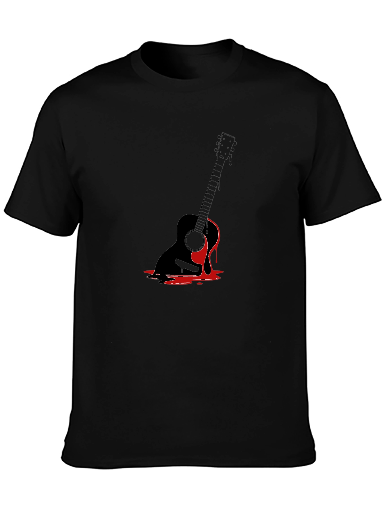 Guitar Drip Graphic Tee - Black Cotton T-Shirt